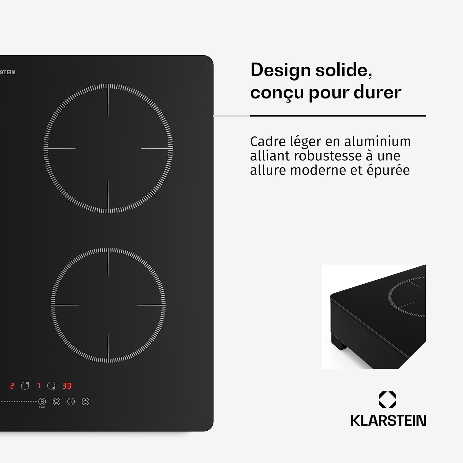 Plaque de cuisson à induction TrinityCook | 4 zones de cuisson | 3500 W | 9 niveaux de puissance | Commandes tactiles 