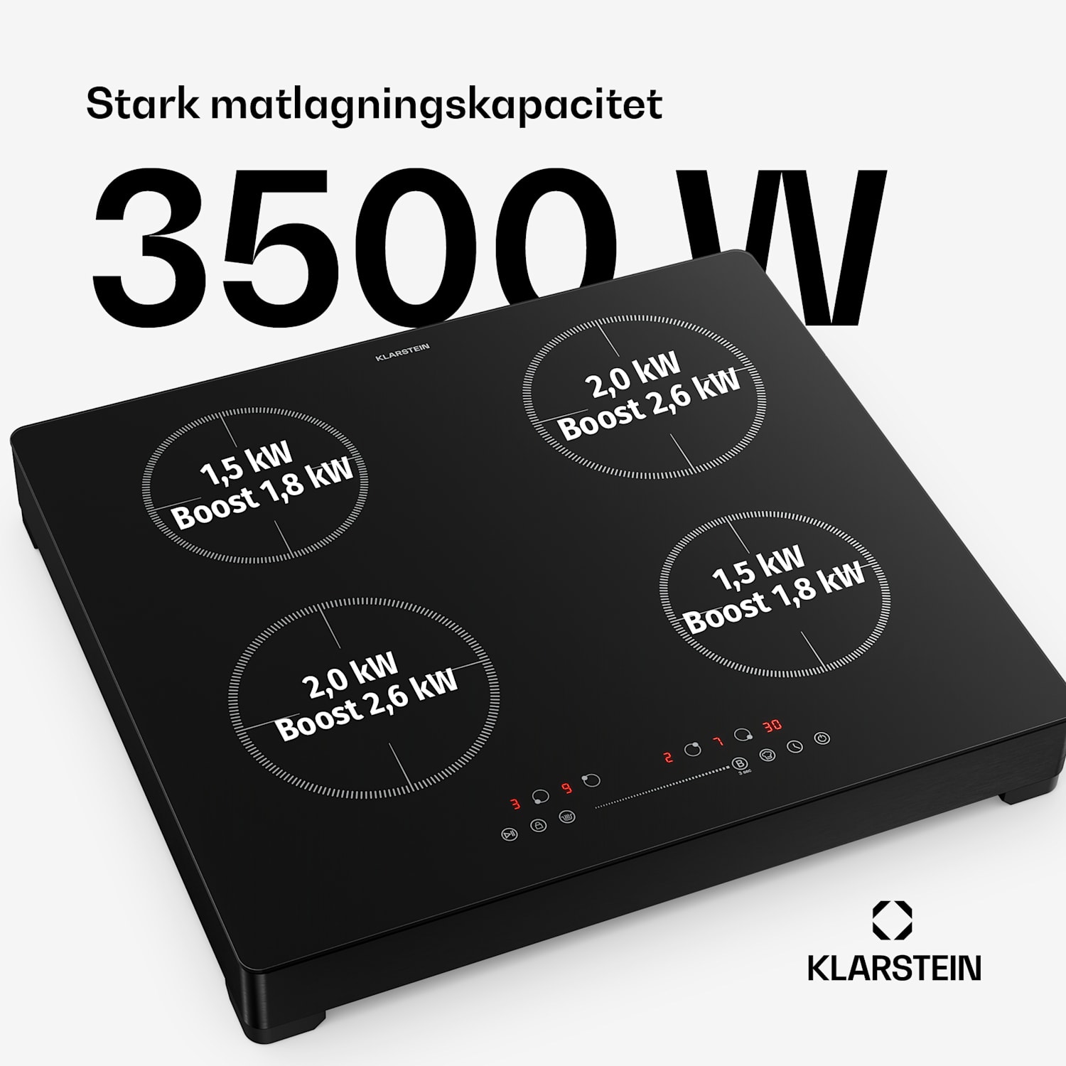 TrinityCook induktionshäll | 4 kokzoner | 3500 W | 9 effektnivåer | Touch-styrning 