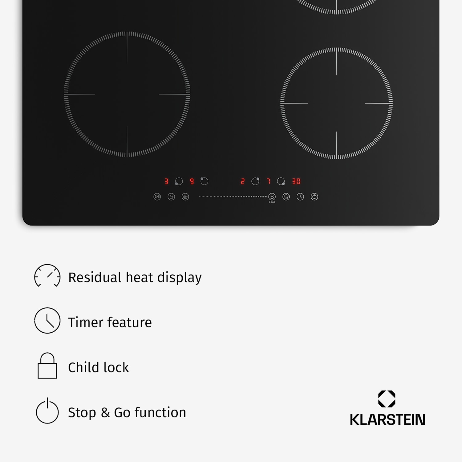 TrinityCook inductiekookplaat | 4 kookzones | 3500 W | 9 vermogensstanden | touchbediening 