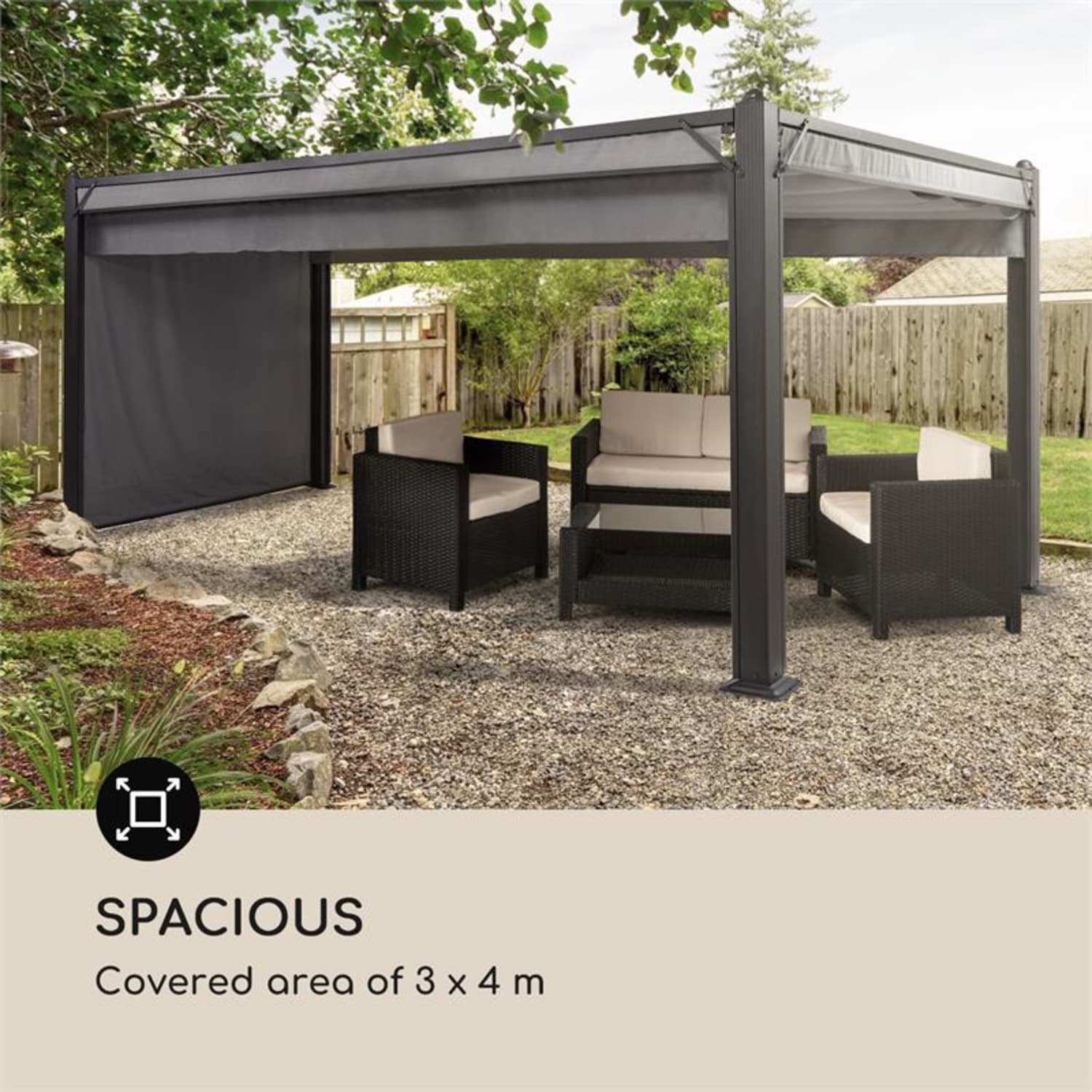 Pantheon Cortina, náhradná strecha, 3x4m, polyester, 180g/m², sivá 3 x 4 m | Šedá