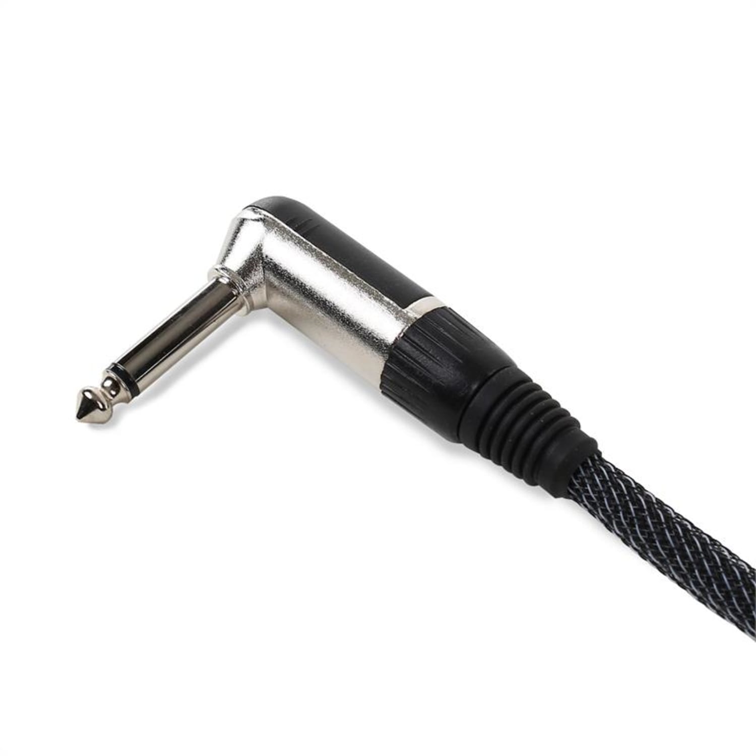 patch kabel, sada čtyř kabelů, 6.35 mm jack, 15 cm, textilní izolace, zahnuté konektory 