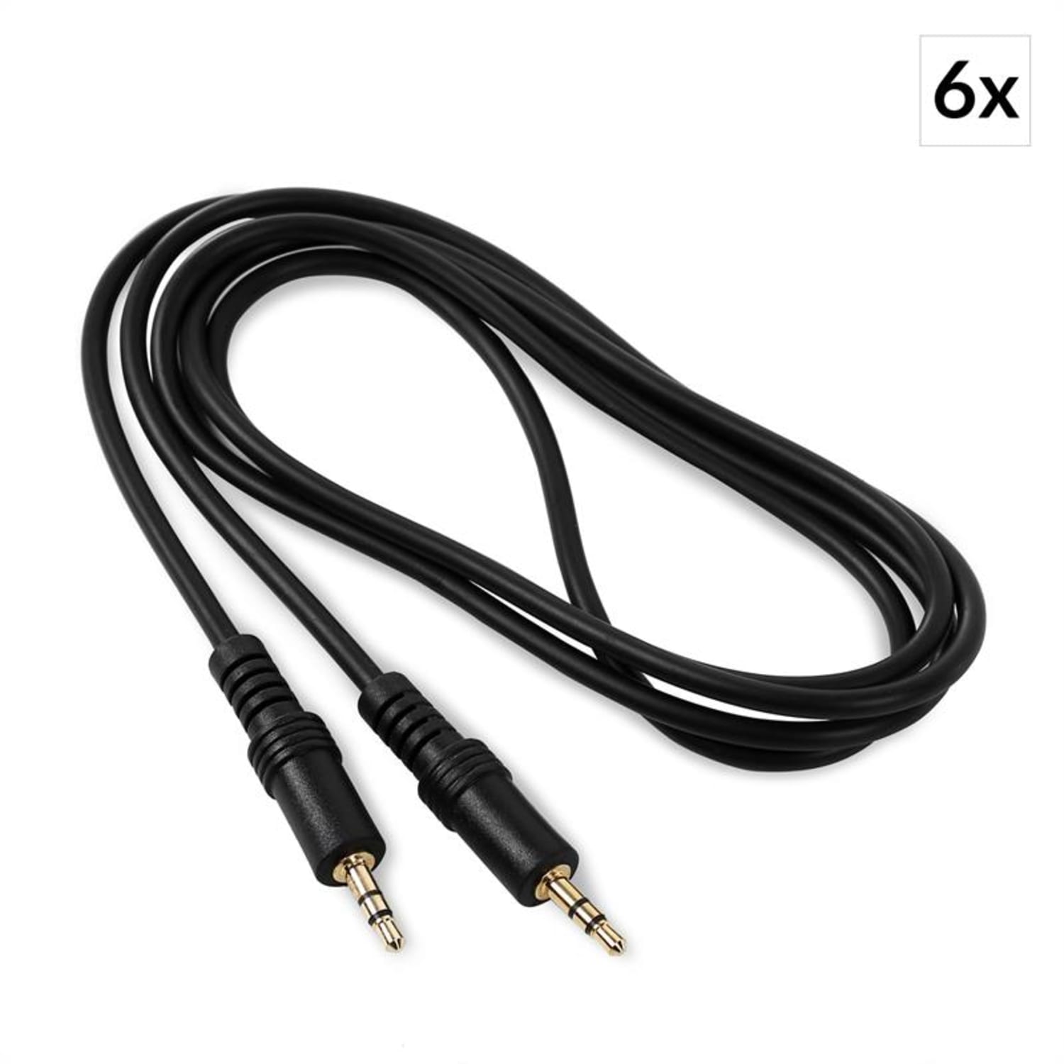 6x 3,5 mm jack kabel, stereo, 1,5m 
