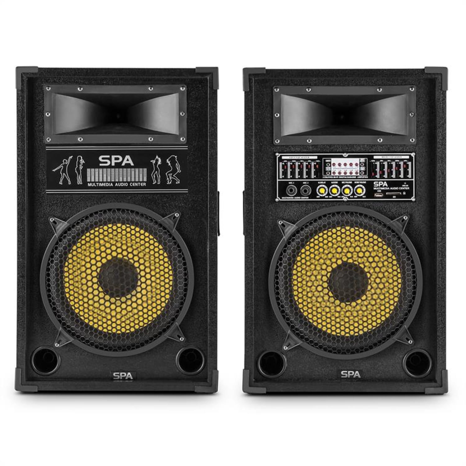 PA-парти комплект "Yellow Star 12" | 1200 W max. PA-система | auna 2-канален VHF радио микрофон