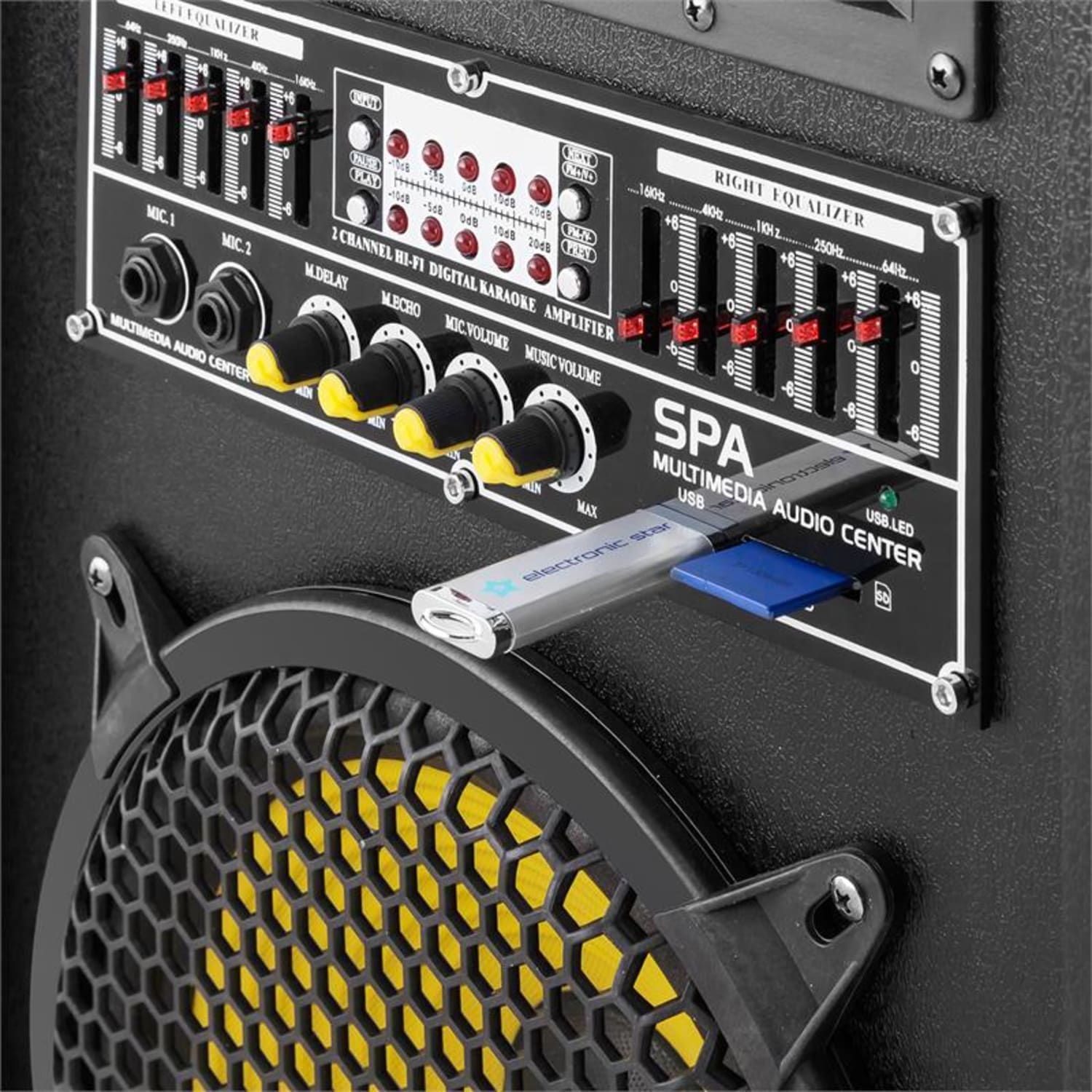 PA-парти комплект "Yellow Star 12" | 1200 W max. PA-система | auna 2-канален VHF радио микрофон