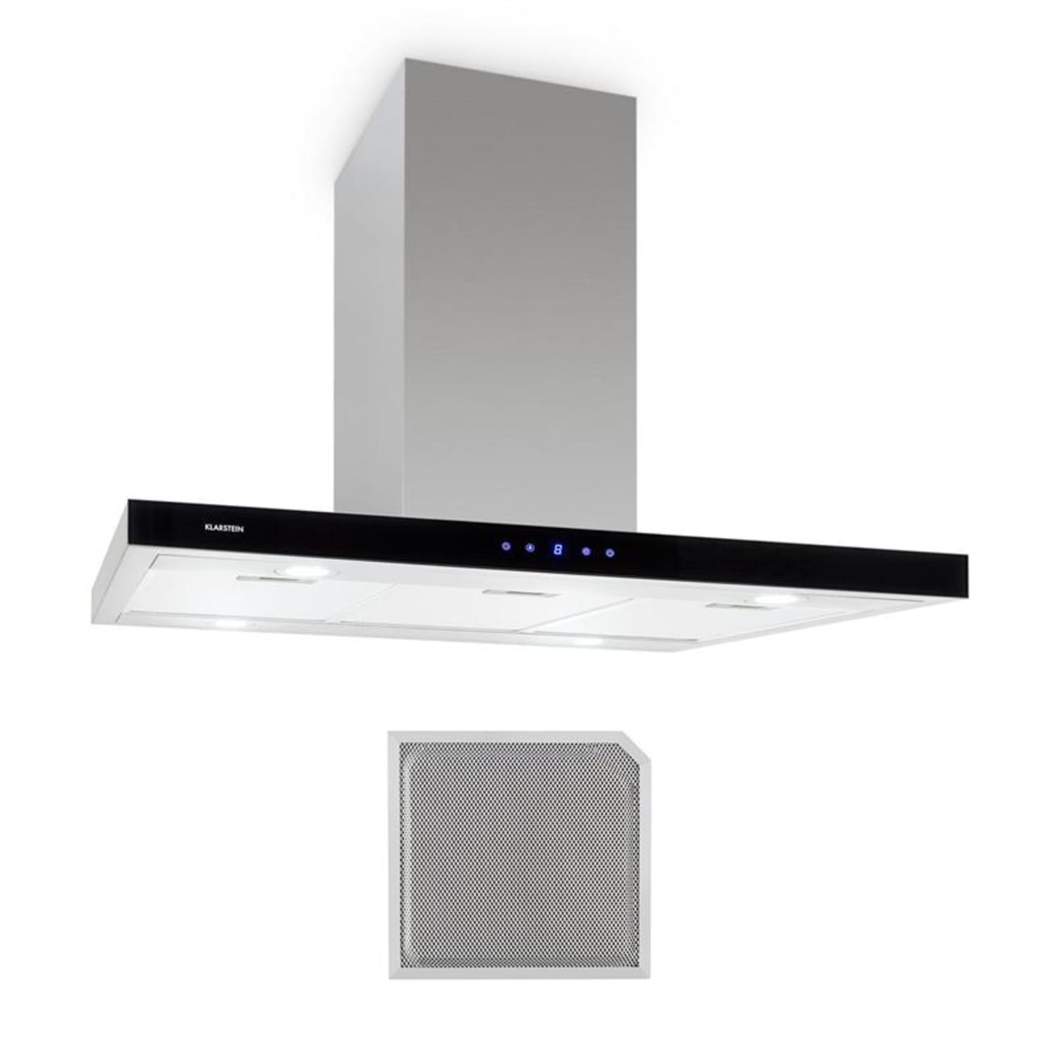 Madonna Hotte îlot 90cm + filtre recyclage d'air 500 m³/h inox 