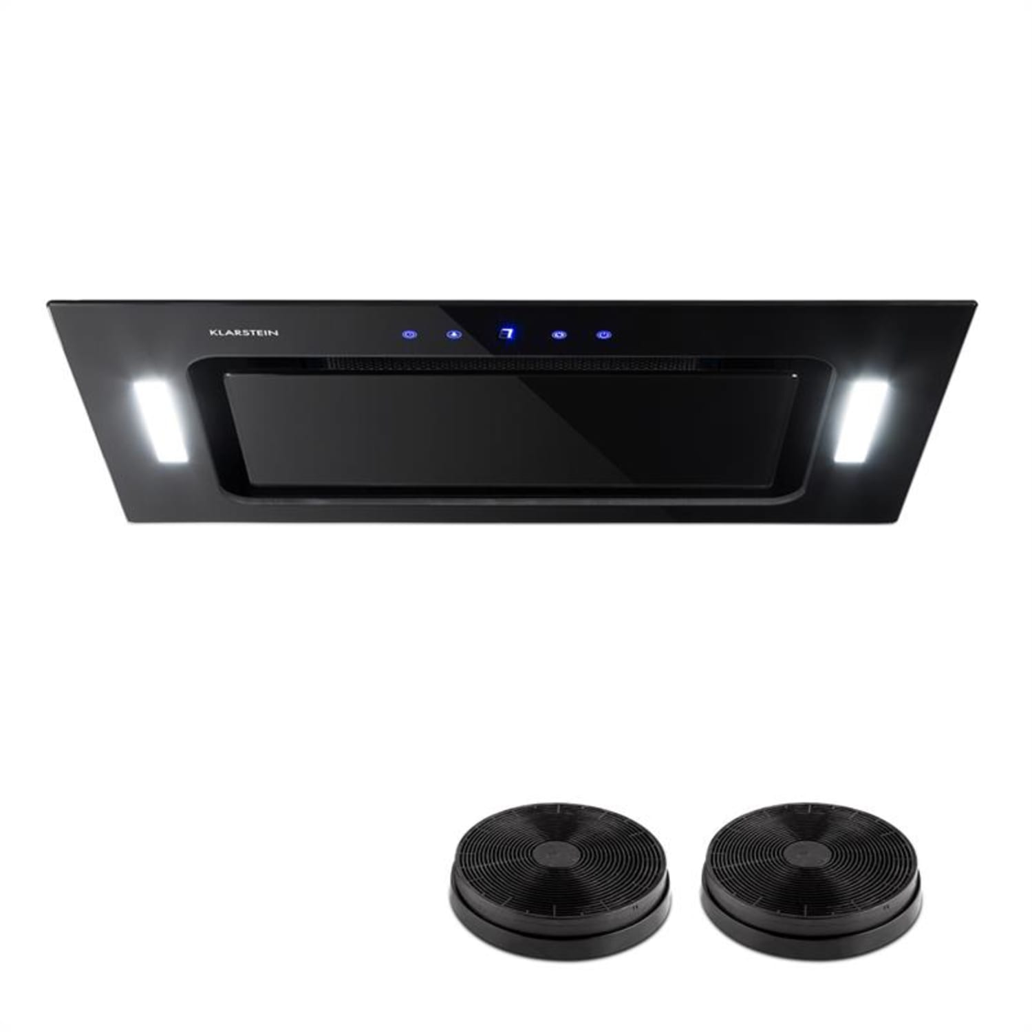 HEKTOR köksfläkt belysning aluminium-filter timer svart 52 cm | inklusive aktivkolfilter | Svart