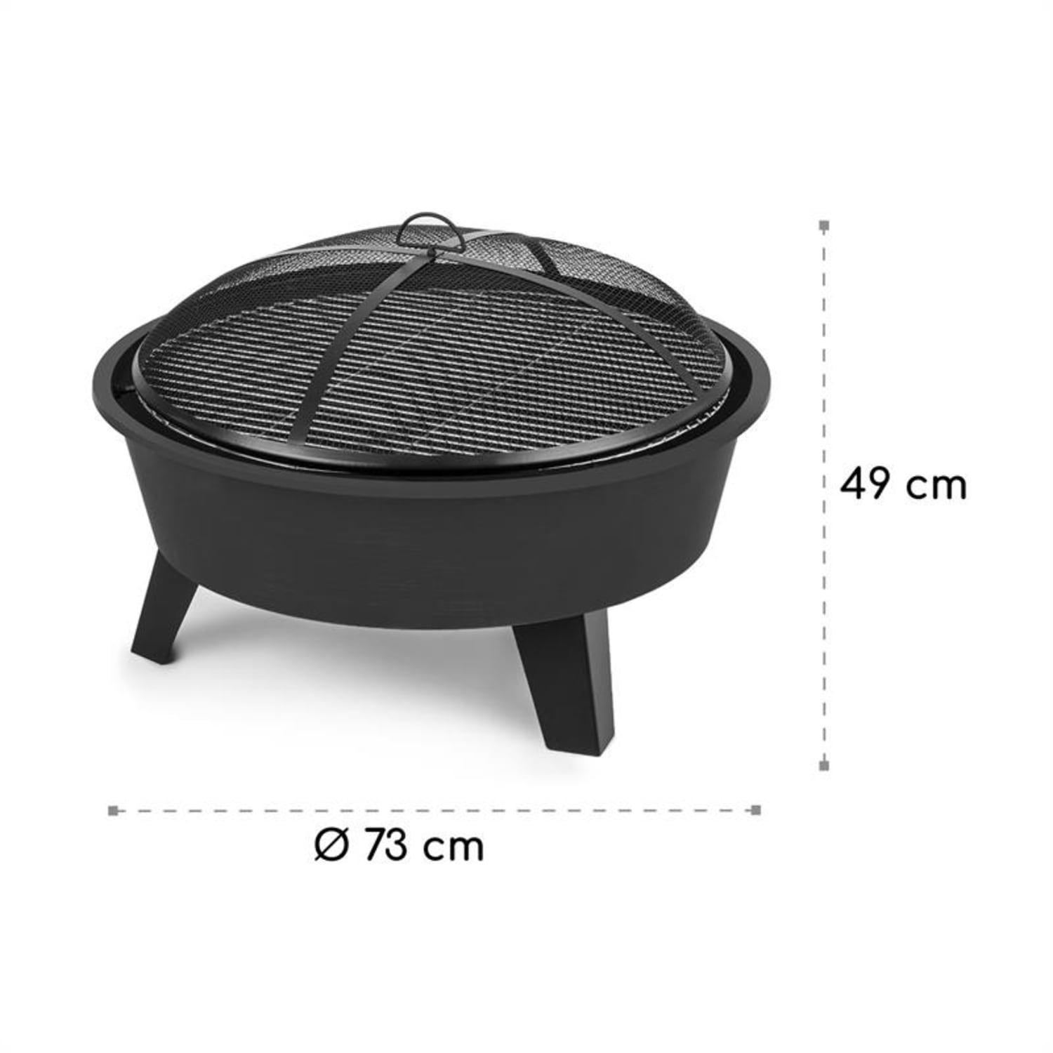Nolana, 2 az 1-ben, tűzrakóhely és grill, Ø73cm, Ø64 cm grill, időjárásálló védőfedél, acél, fekete 