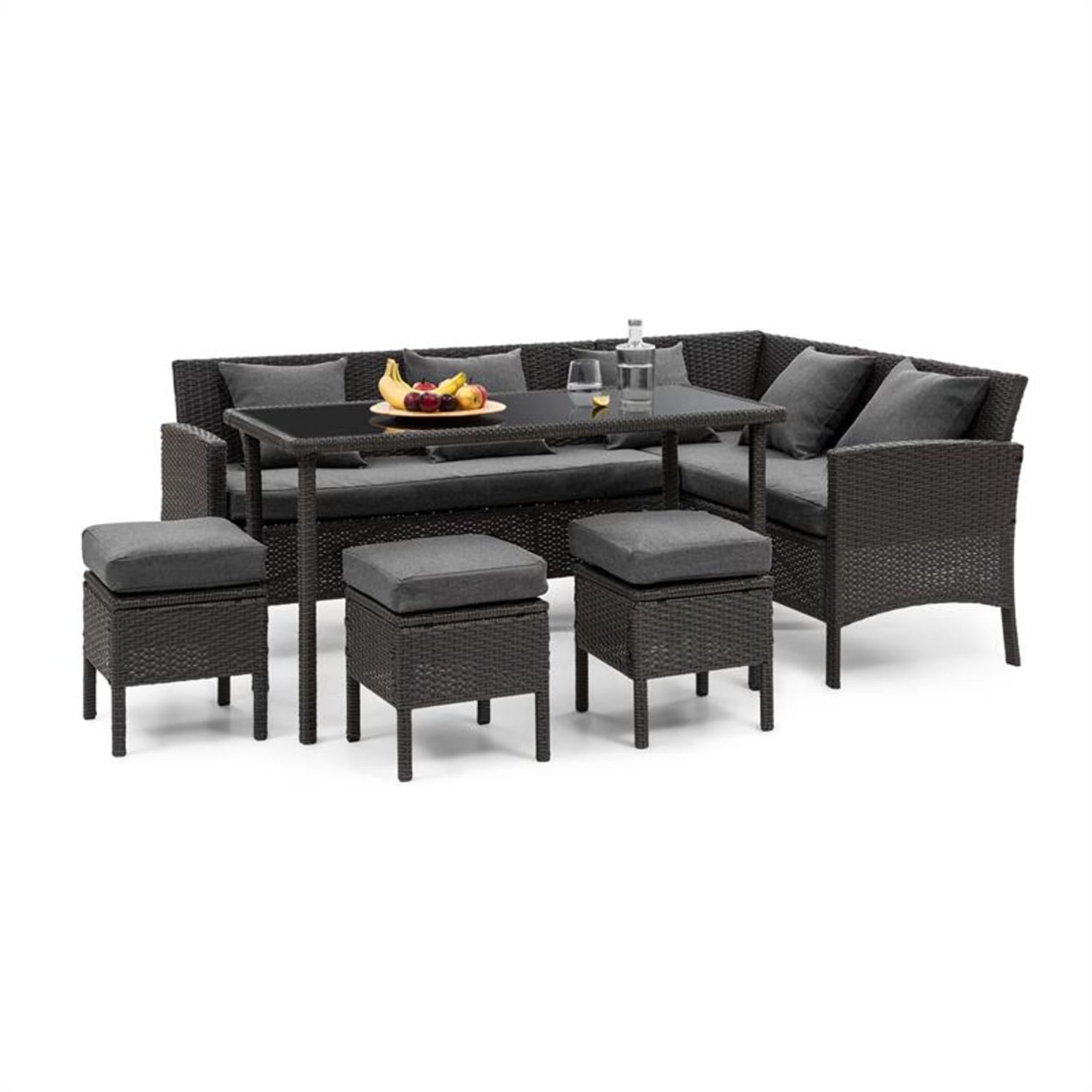 Titania Dining Lounge Set, kerti ülőgarnitúra készlet, fekete/sötétszürke Fekete | Sötétszürke