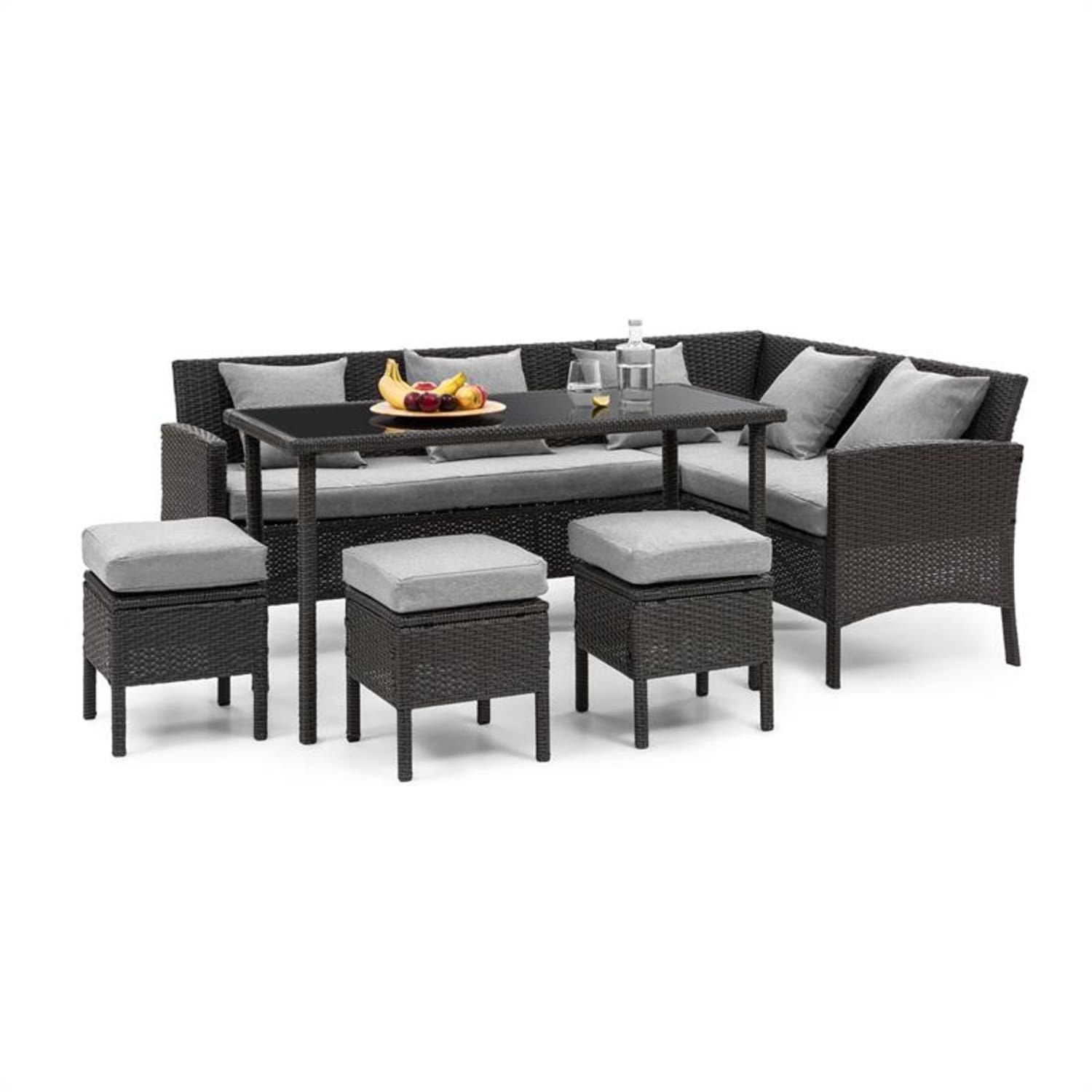 Titania Dining Lounge Set, kerti ülőgarnitúra készlet, fekete/világosszürke Fekete | Világosszürke