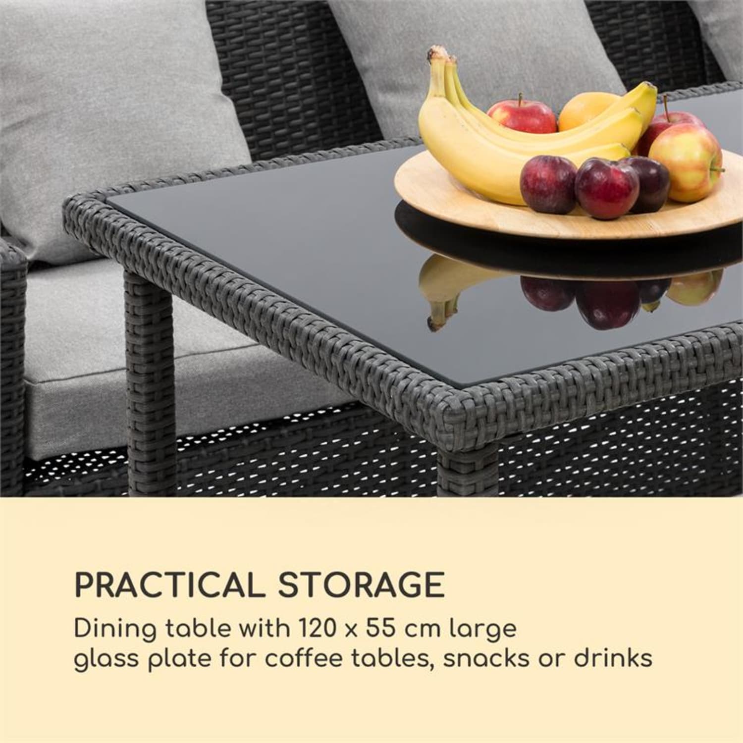 Titania Dining Lounge Set, kerti ülőgarnitúra készlet, fekete/világosszürke Fekete | Világosszürke