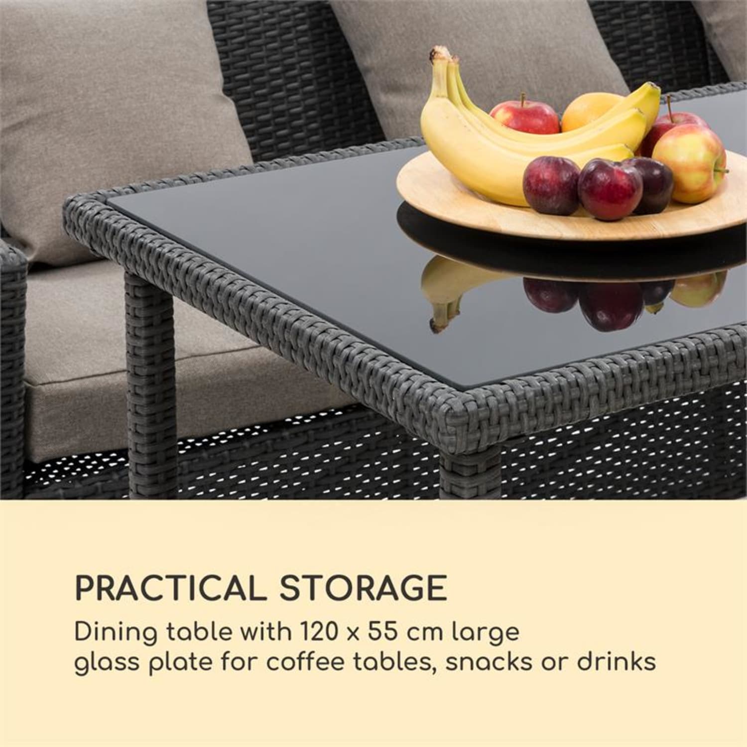 Titania Dining Lounge Set, kerti ülőgarnitúra készlet, fekete/barna Fekete | Barna