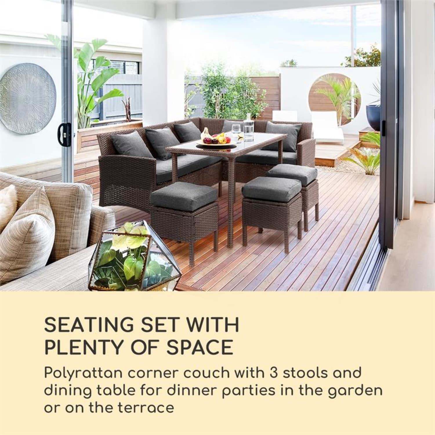 Titania Dining Lounge Set, kerti ülőgarnitúra készlet, barna/sötétszürke Barna | Sötétszürke