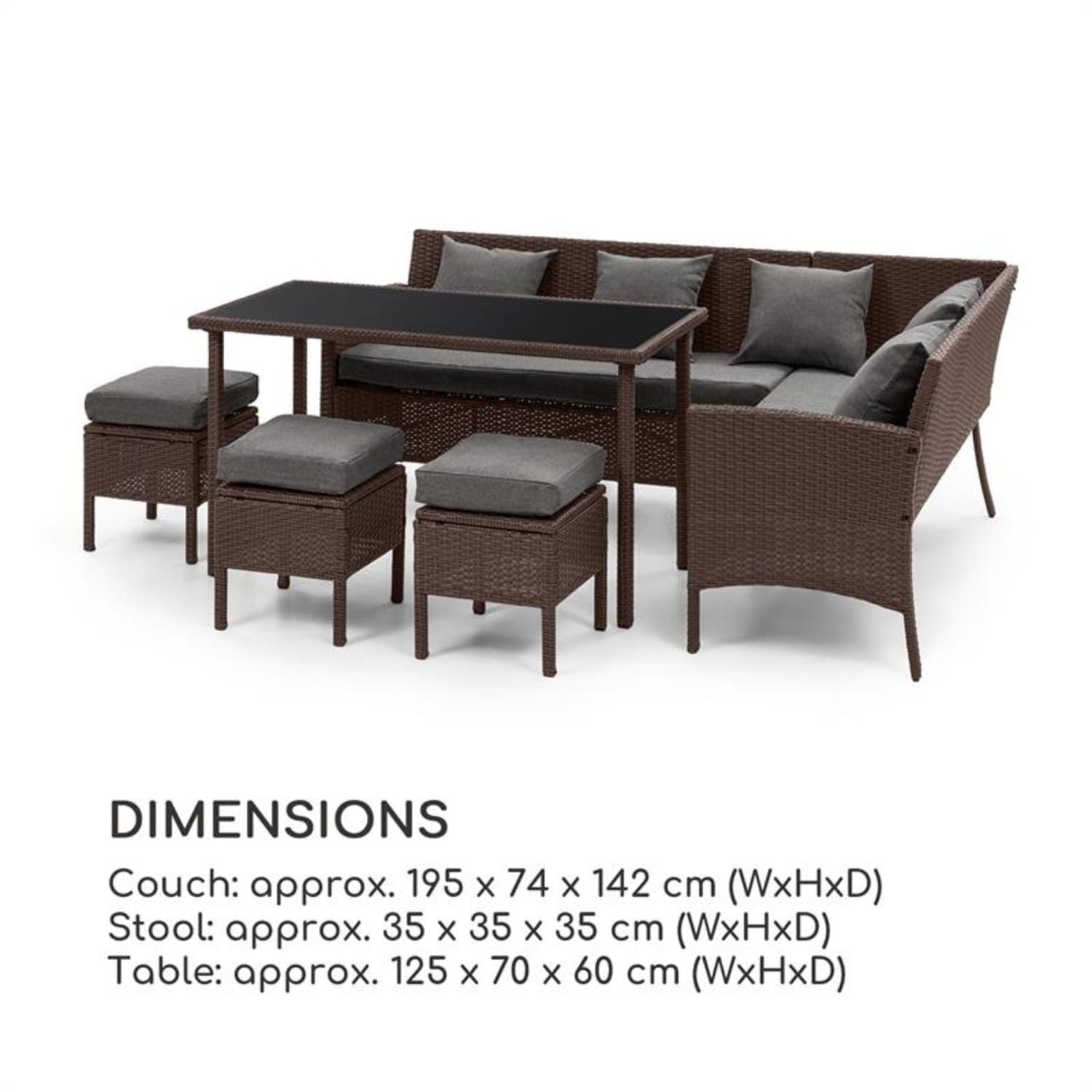 Titania Dining Lounge Set, kerti ülőgarnitúra készlet, barna/sötétszürke Barna | Sötétszürke