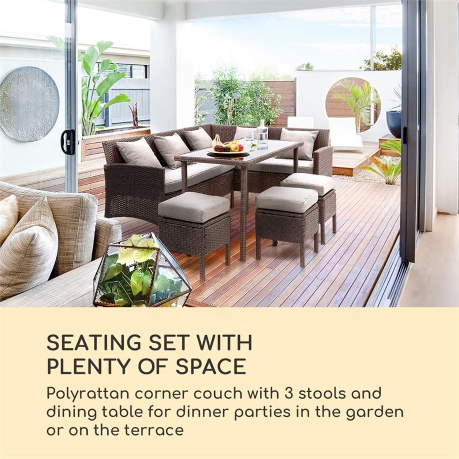 Titania Dining Lounge Set trädhårdsmöbel brun / brun Brun | Brun