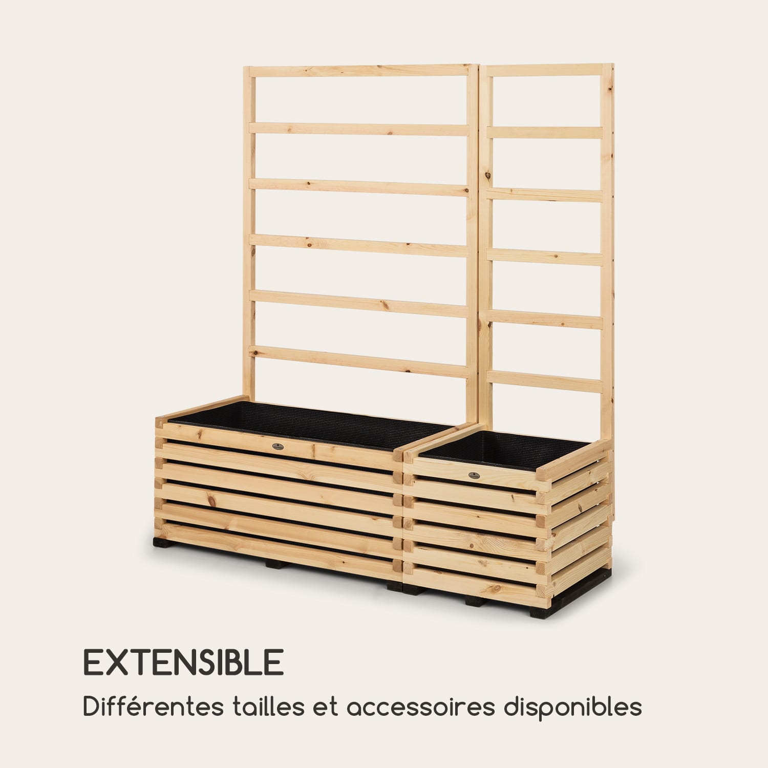 Modu Grow 50 ensemble potager surélevé et treillis 50 x 151 x 45 cm papier bulle pin 50 cm