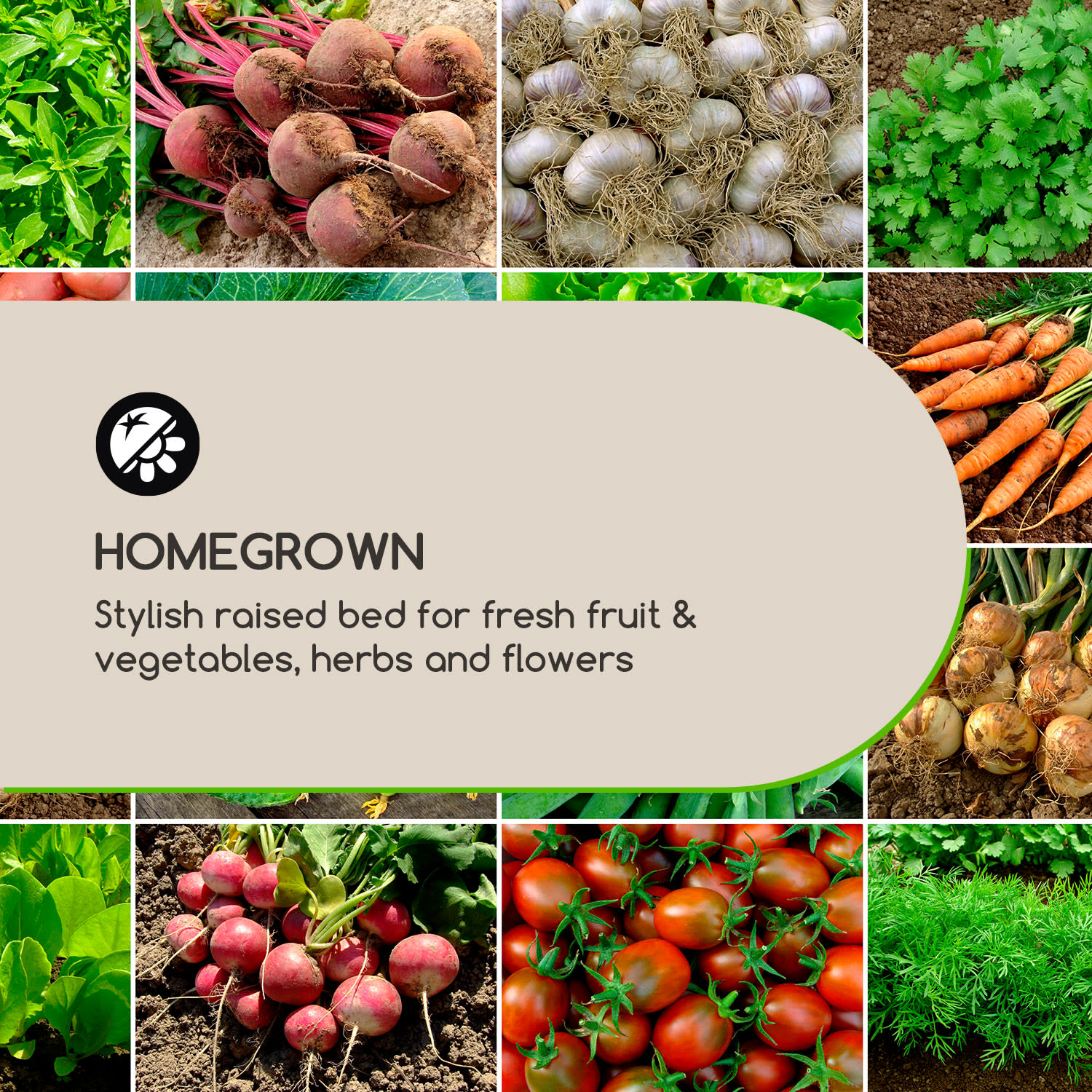 Modu Grow 50, súprava vyvýšeného záhona a mriežky, 50 x 151 x 45 cm, borovicové drevo, bublinková fólia 50 cm