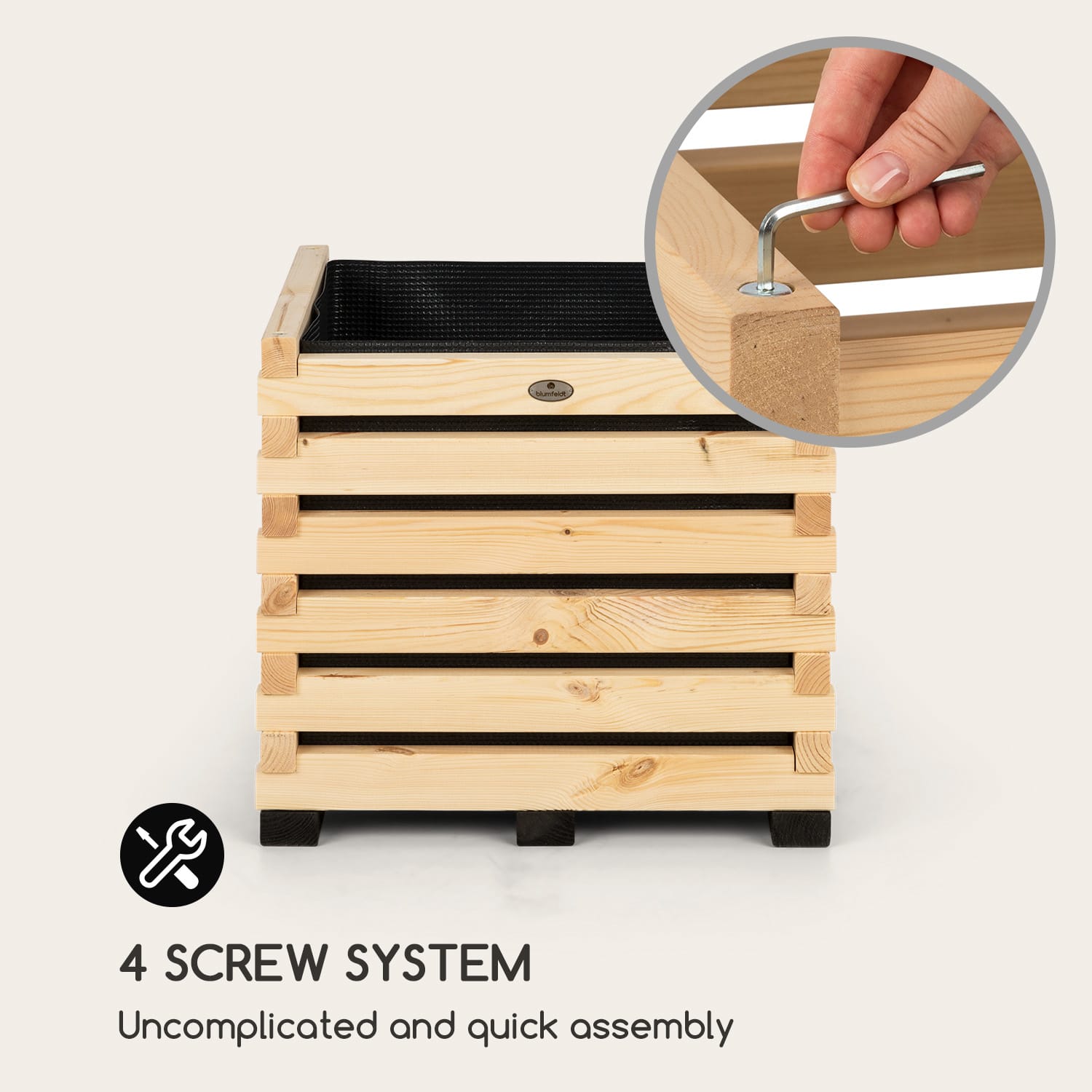 Modu Grow 50, súprava vyvýšeného záhona a mriežky, 50 x 151 x 45 cm, borovicové drevo, bublinková fólia 50 cm