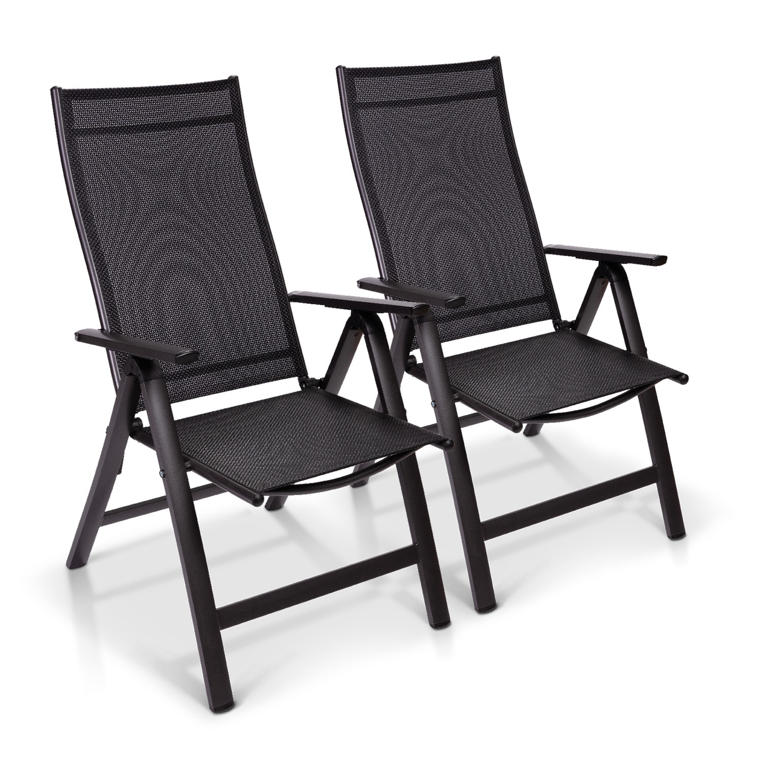 London Gartenstuhl 2er-Set Textilene Aluminium 6-Positionen klappbar 2 x Stuhl | Anthrazit