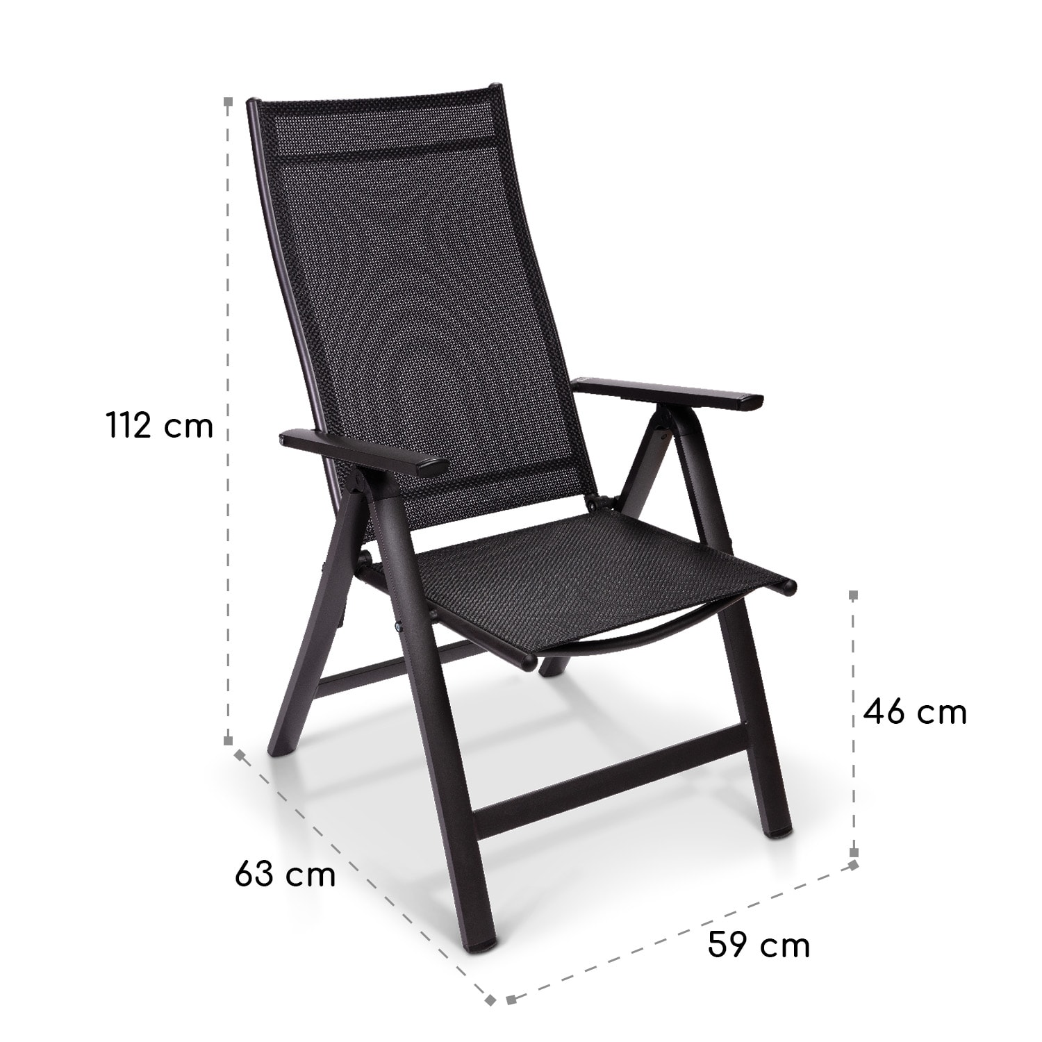 London Gartenstuhl 2er-Set Textilene Aluminium 6-Positionen klappbar 2 x Stuhl | Anthrazit