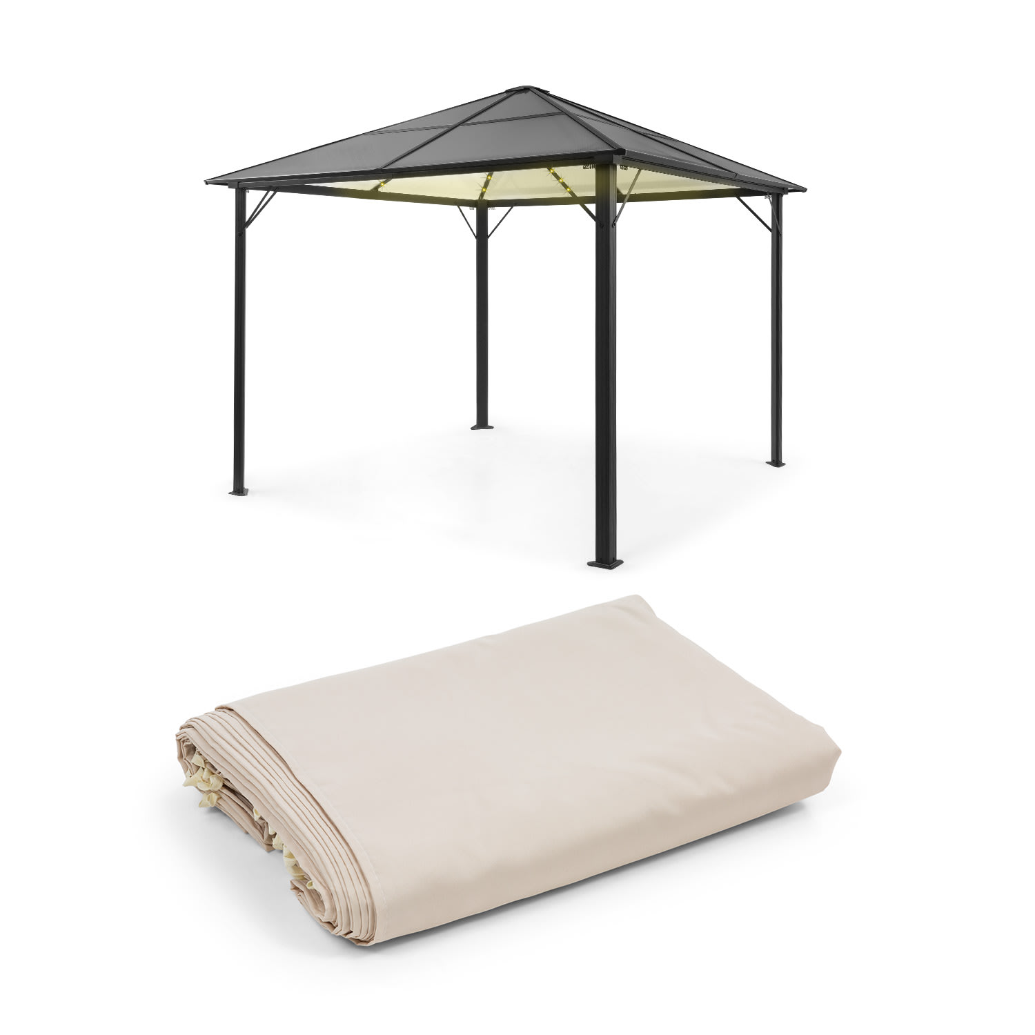 Pantheon Solid Sky Ambient Solar, pavilon, 3 x 3 m, napelemes világítás Bézs