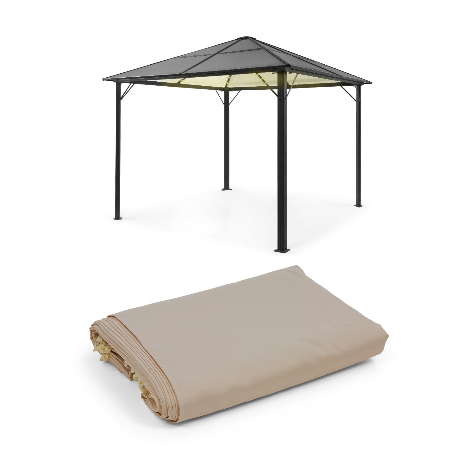 Pantheon Solid Sky Ambient Solar, pavilon, 3 x 3 m, napelemes világítás Sötétszürke
