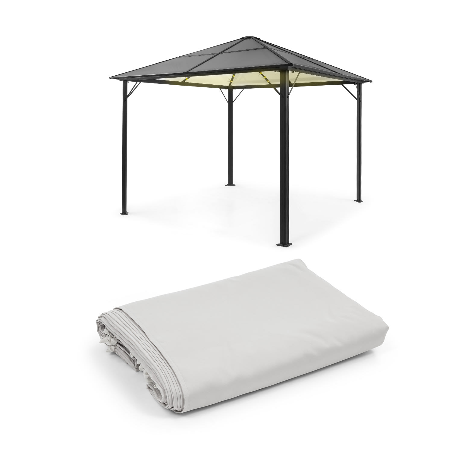 Pantheon Solid Sky Ambient Solar, pavilon, 3 x 3 m, napelemes világítás Világosszürke
