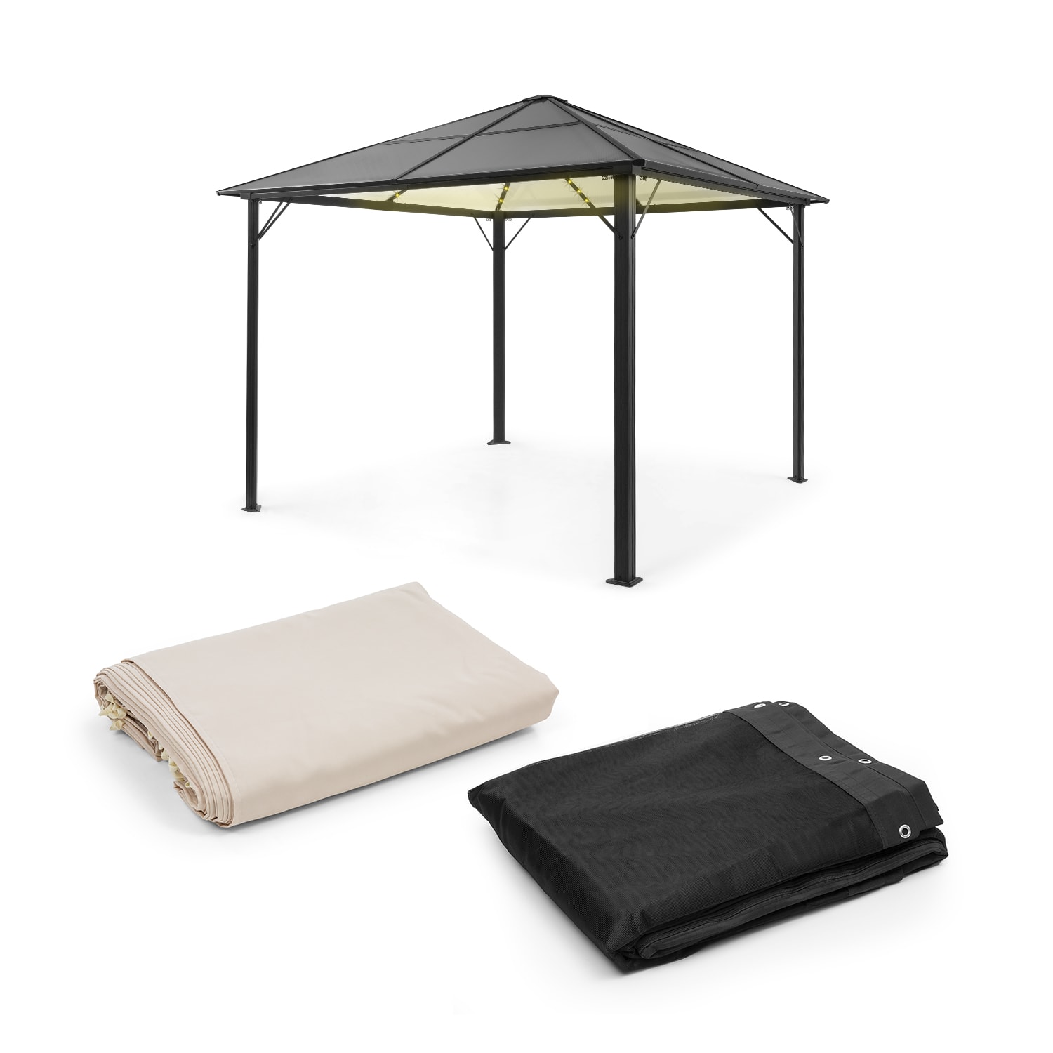 Pantheon Solid Sky Ambient Solar, pavilon, szúnyogháló, 3 x 3 m, napelemes világítás Bézs