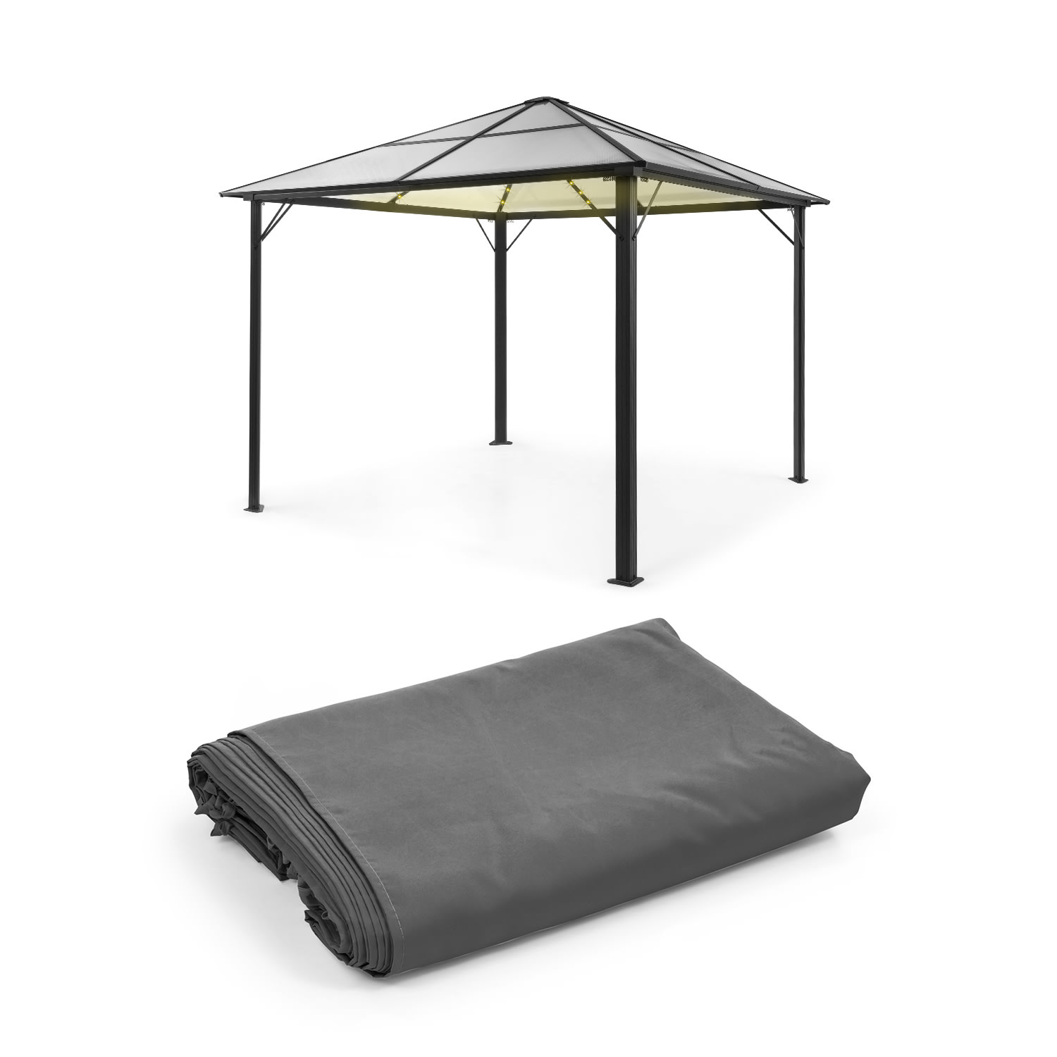 Pantheon Solid Sky Ambient Solar, pavilon, 3 × 3 m, solární osvětlení Tmavě Šedá