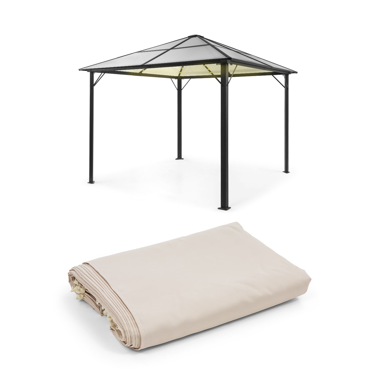 Pantheon Solid Sky Ambient Solar, pavilon, 3 x 3 m, napelemes világítás Bézs