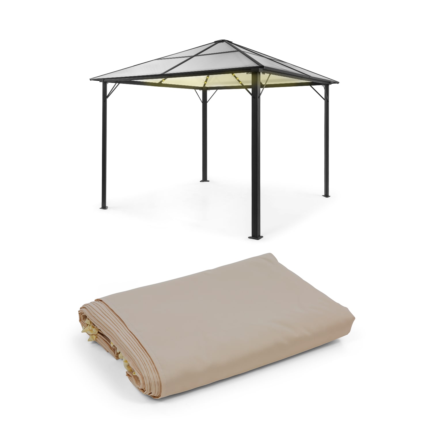 Pantheon Solid Sky Ambient Solar, pavilon, 3 x 3 m, napelemes világítás Sötétszürke