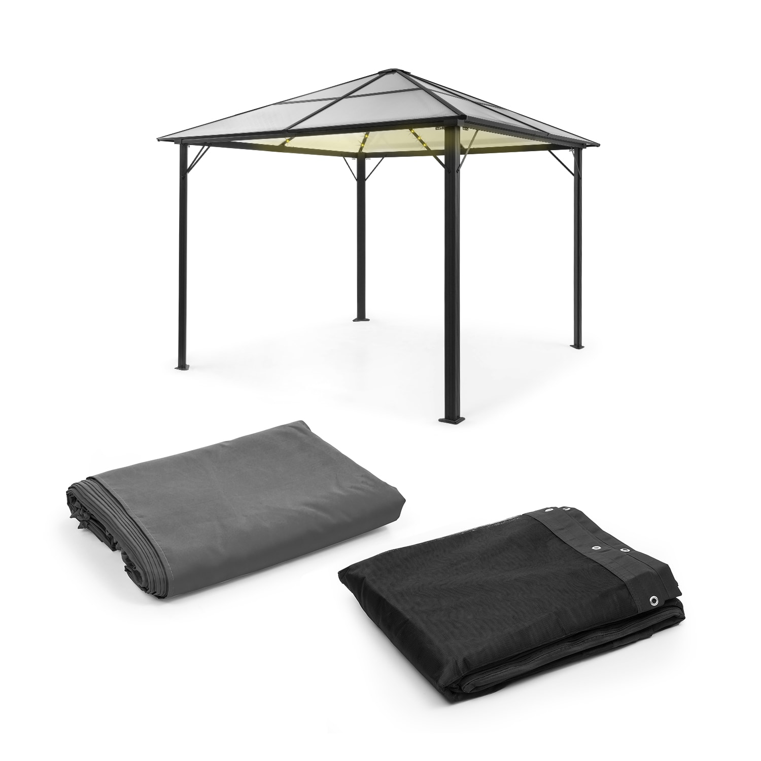 Pantheon Solid Sky Ambient Solar, pavilon, sítě proti komárům, 3x3 m, solární osvětlení Tmavě Šedá