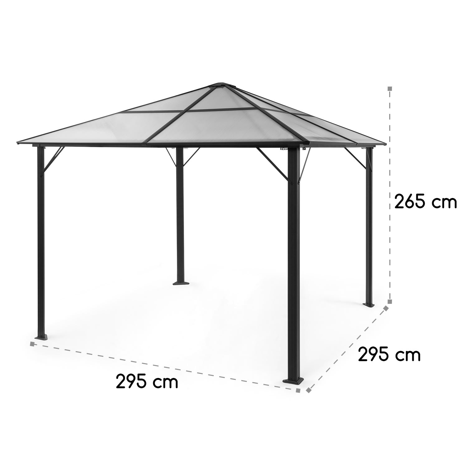 Pantheon Solid Sky Ambient Solar, pavilon, szúnyogháló, 3 x 3 m, napelemes világítás Sötétszürke