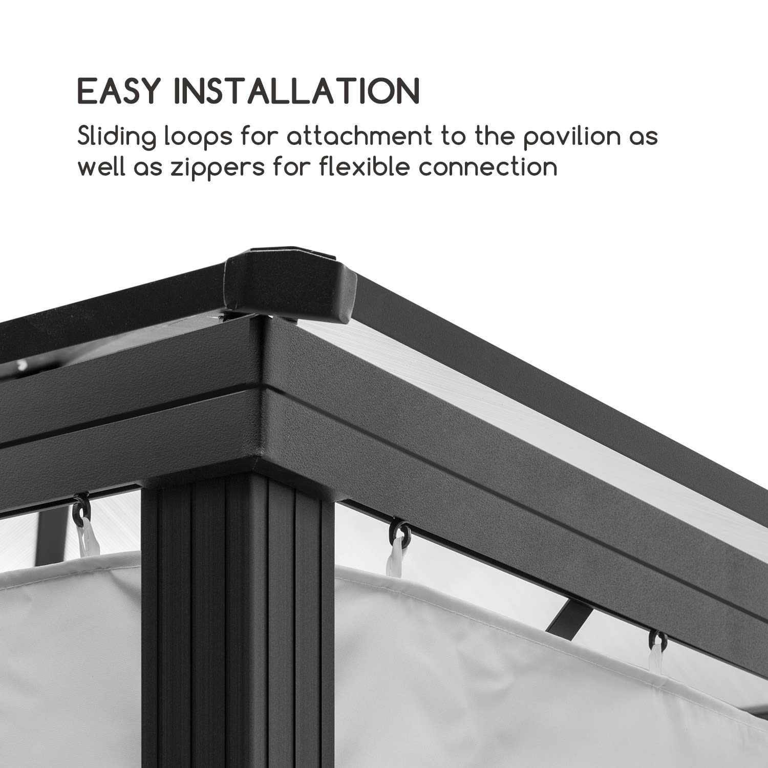 Pantheon Solid Sky Ambient Solar, pavilon, szúnyogháló, 3 x 3 m, napelemes világítás Világosszürke