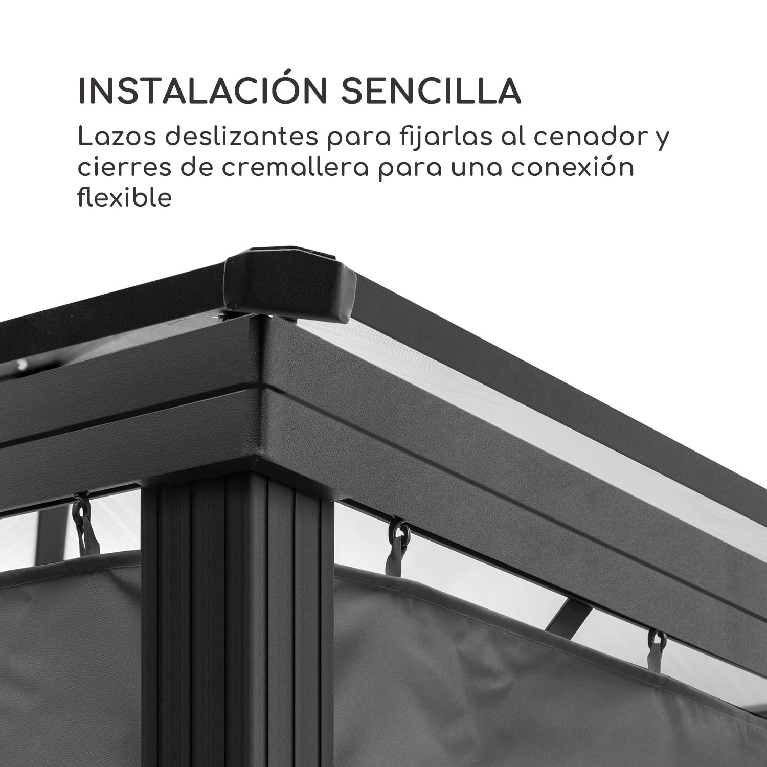 Panteón Cielo Sólido Pabellón Solar Ambiental con luminaria de 3x4 m. Gris Marengo