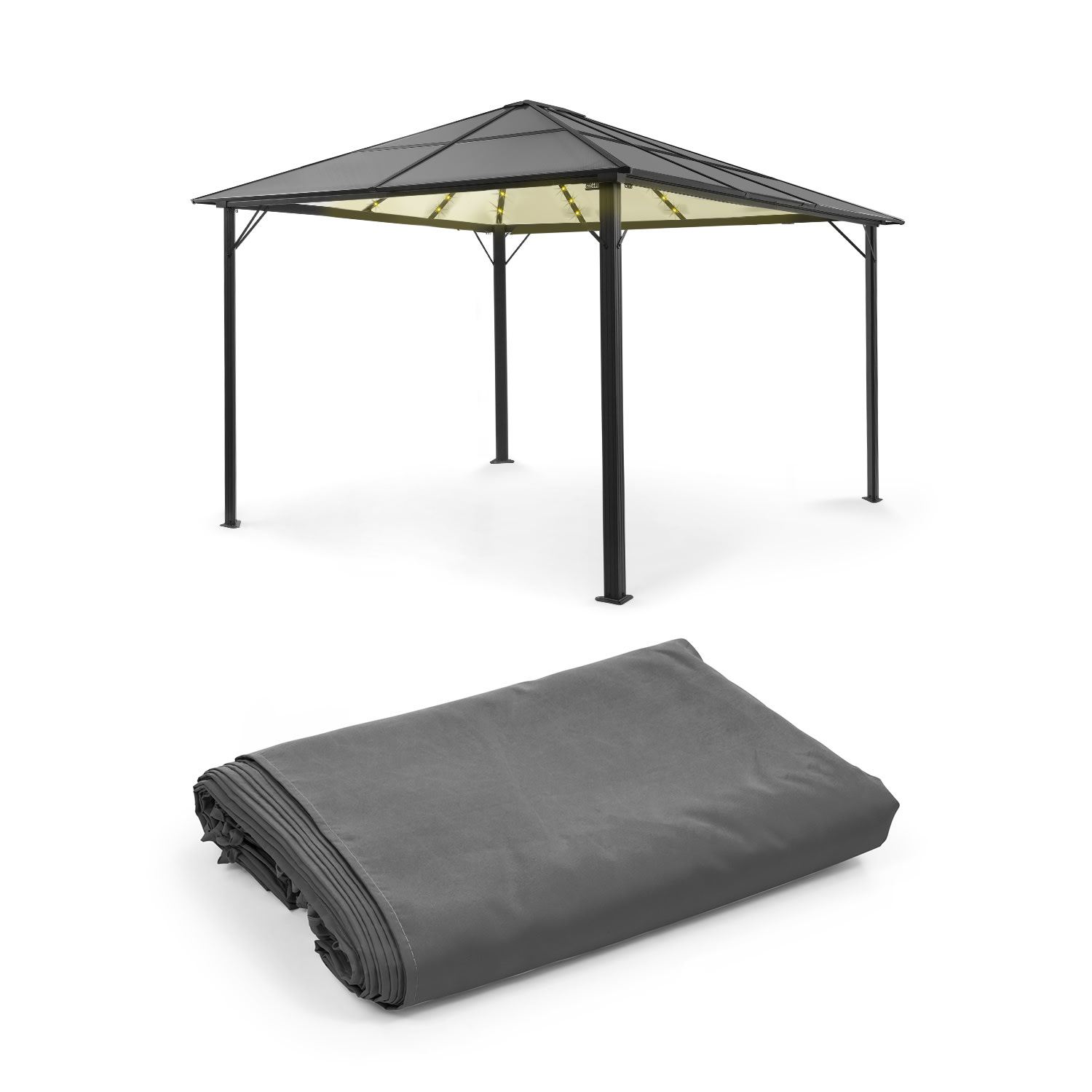 Pantheon Solid Sky Ambient Solar, altánok, 3 x 4 m, solárne osvetlenie Tmavosivá