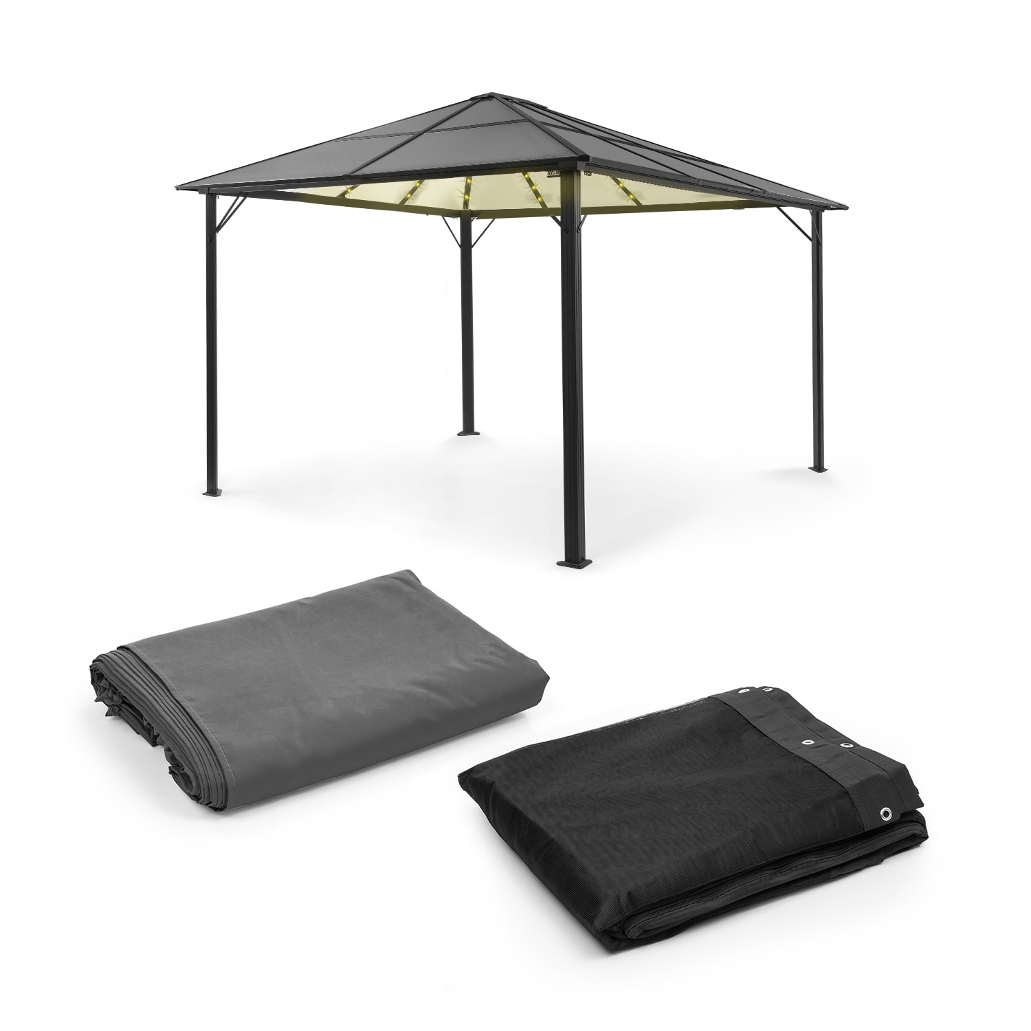 Pantheon Solid Sky Ambient Solar, altánok, 3 x 4 m, solárne osvetlenie Tmavosivá