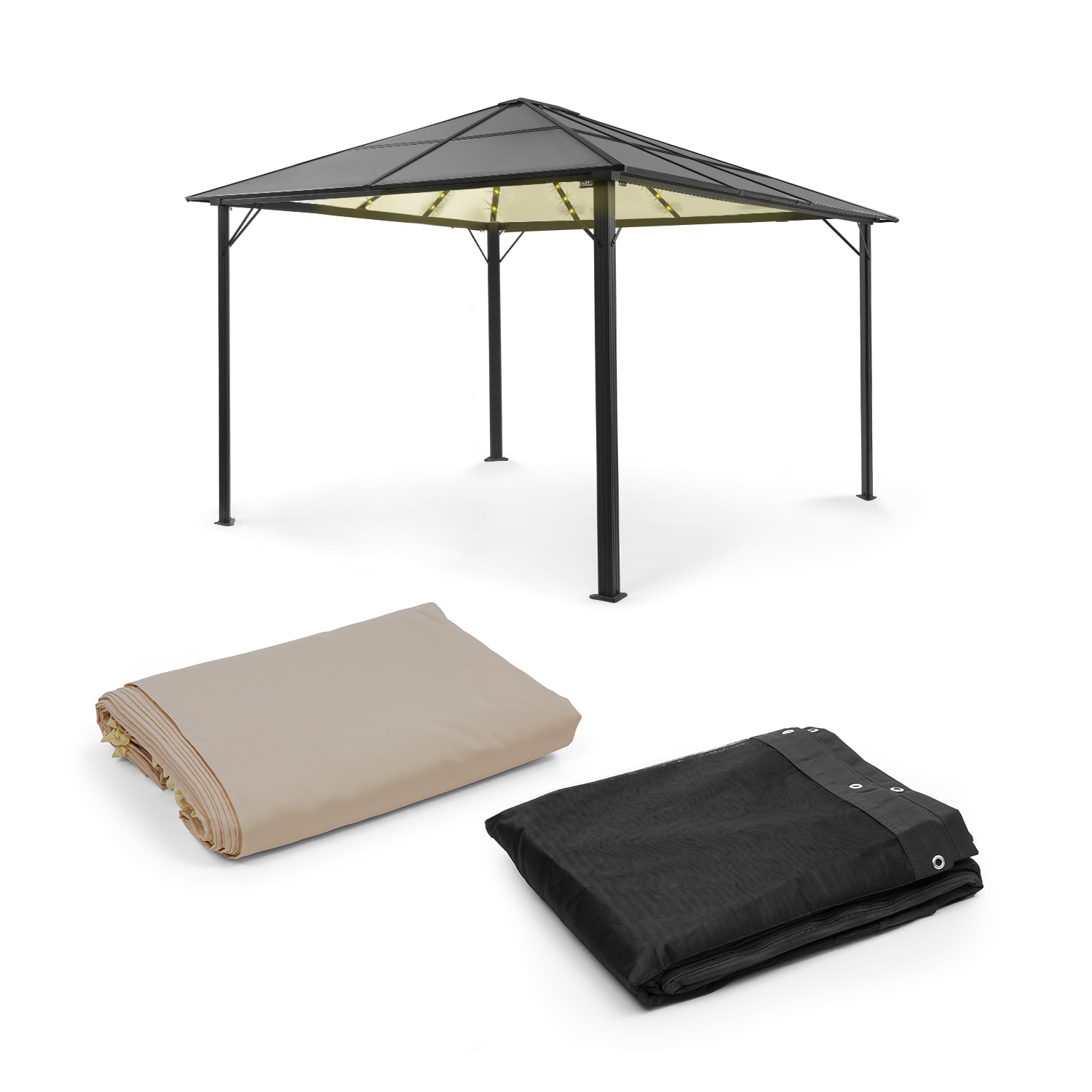 Pantheon Solid Sky Ambient Solar, pavilon, 3x4 m, solární osvětlení Tmavě Šedá