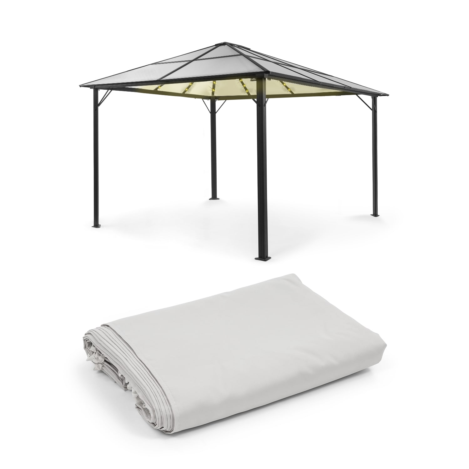 Pantheon Solid Sky Ambient Solar, pavilon, 3 × 4 m, solární osvětlení Světle Šedá