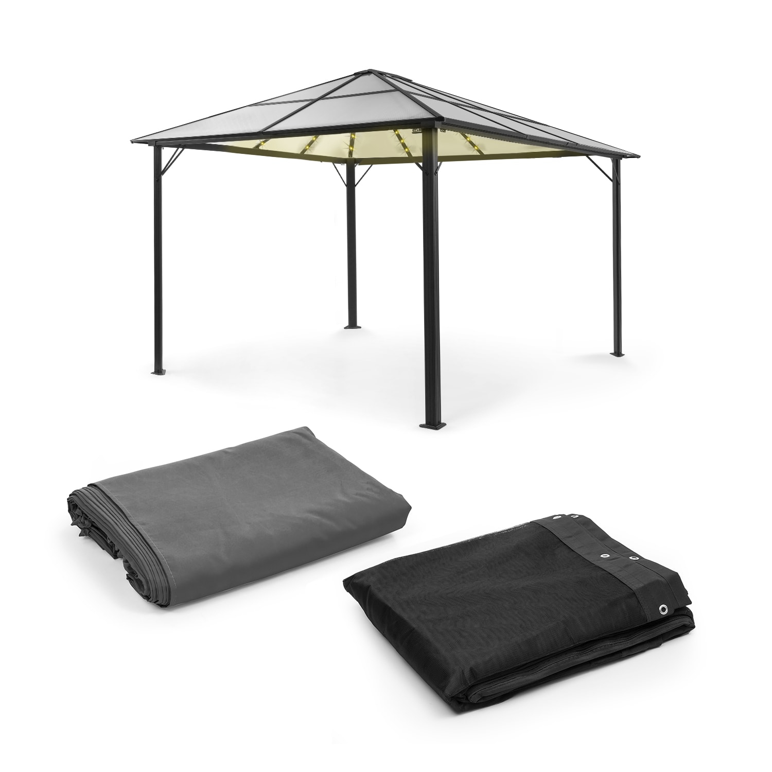 Pantheon Solid Sky Ambient Solar, pavilon, 3x4 m, solární osvětlení Tmavě Šedá