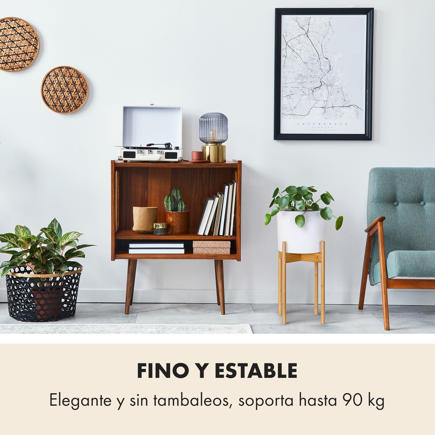 Gendt + Zeist maceta y soporte conjunto tamaño M fibra de piedra bambú 