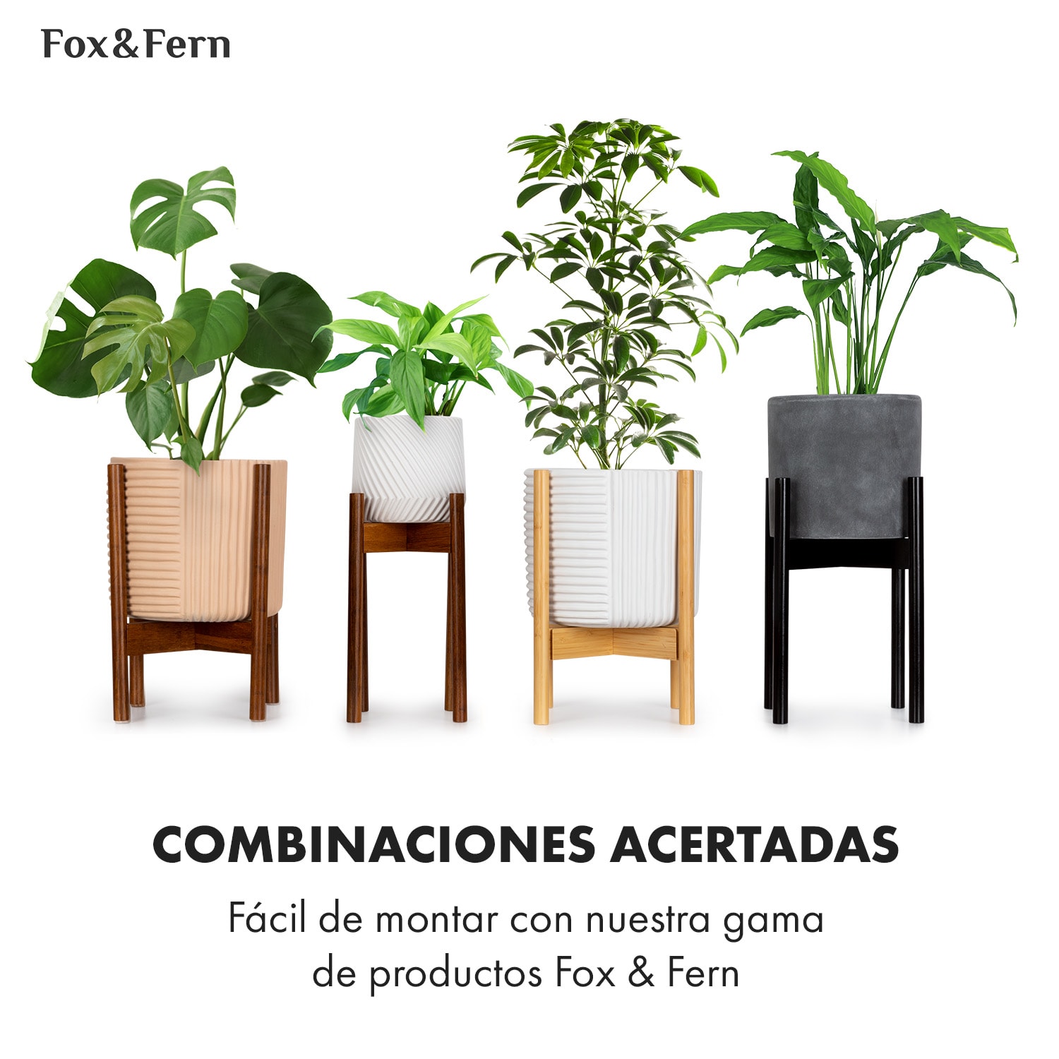 Gendt + Zeist maceta y soporte conjunto tamaño M fibra de piedra bambú 