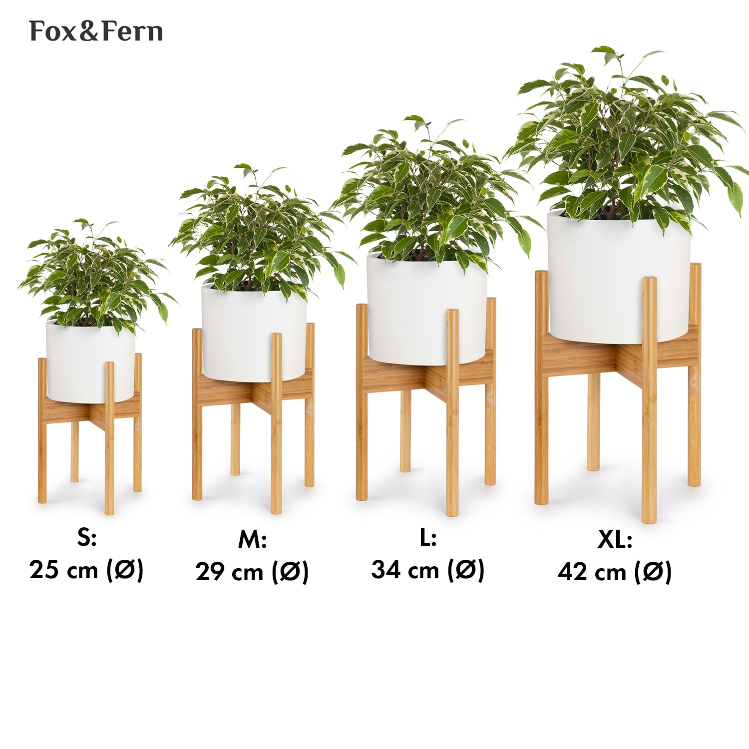 Gendt + Zeist Plant Pot & Stand Set Size M Fibre Stone Bamboo 