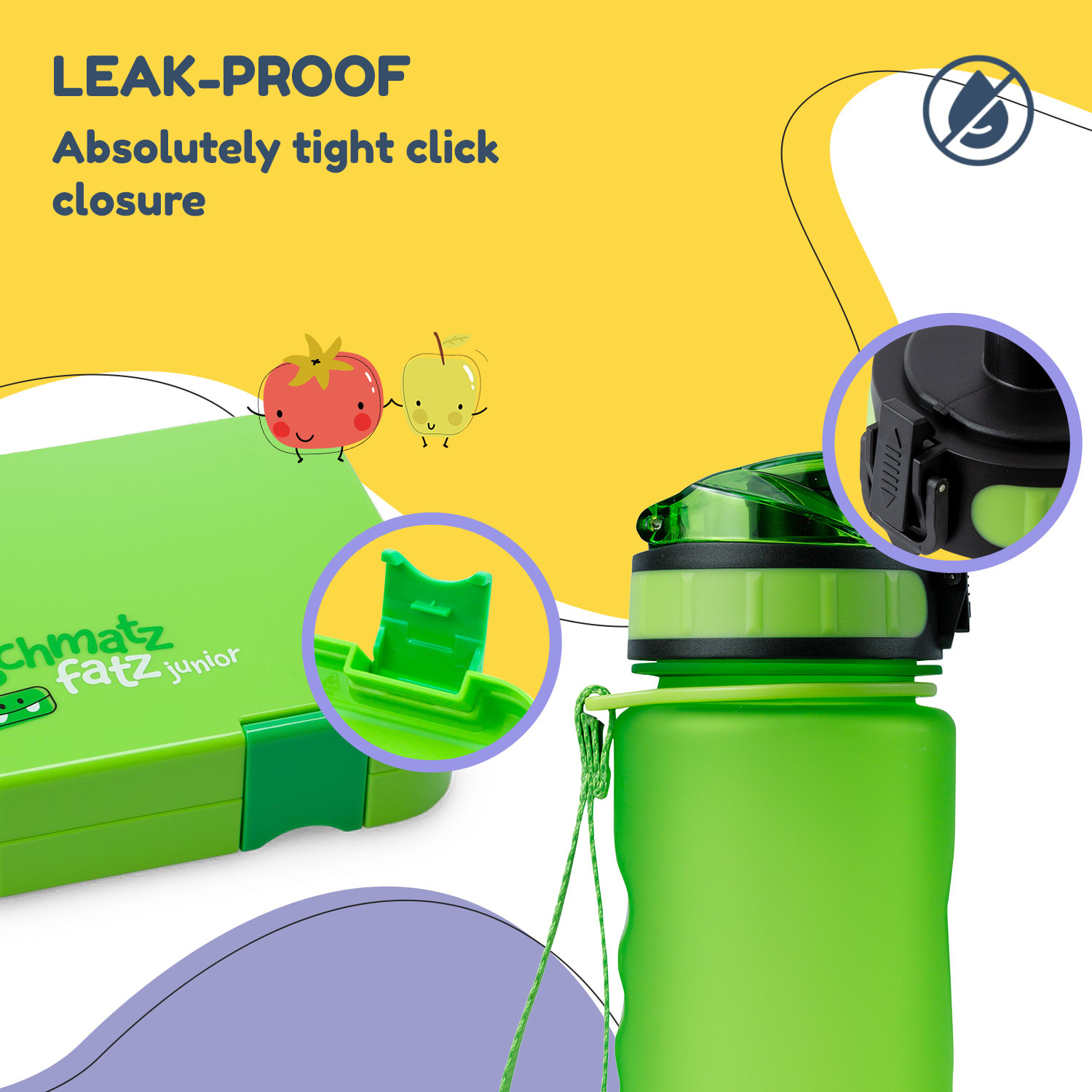 schmatzfatz Breakfast Set Lunch Box & Drink Bottle Tritan Tight BPA-Free Green