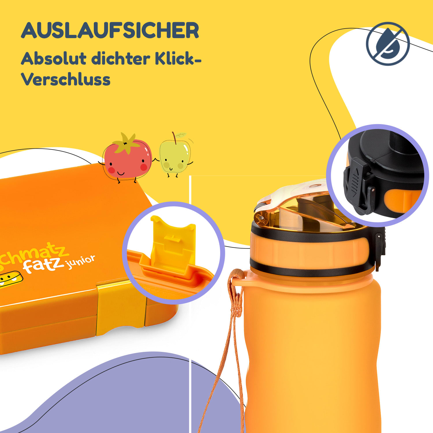 schmatzfatz Frühstücksset Lunchbox & Trinkflasche Tritan dicht BPA-frei test-akeneo Orange