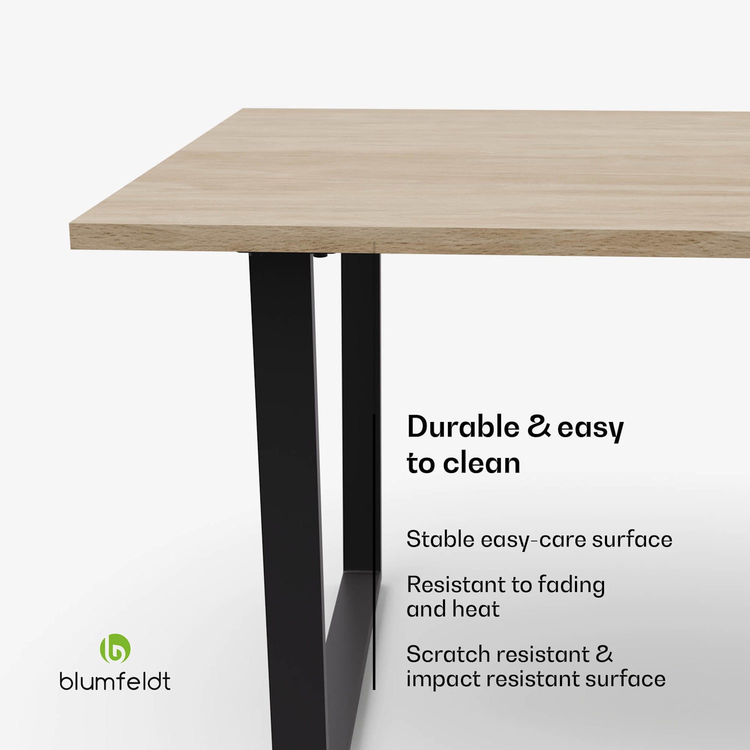 Bearsdon eettafel | tafelblad & metalen tafelpoten | industriële stijl | stabiel | modern 120 x 80 cm | Den