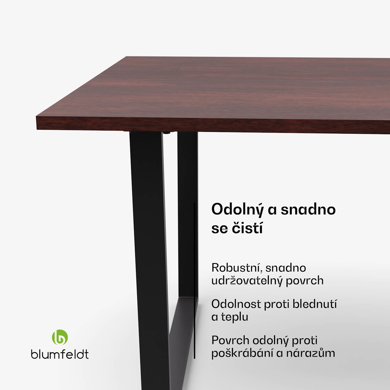 Bearsdon jídelní set, stolová deska a kovové nohy stolu, industriální styl, stabilní, moderní 120 x 80 cm | Teakové dřevo