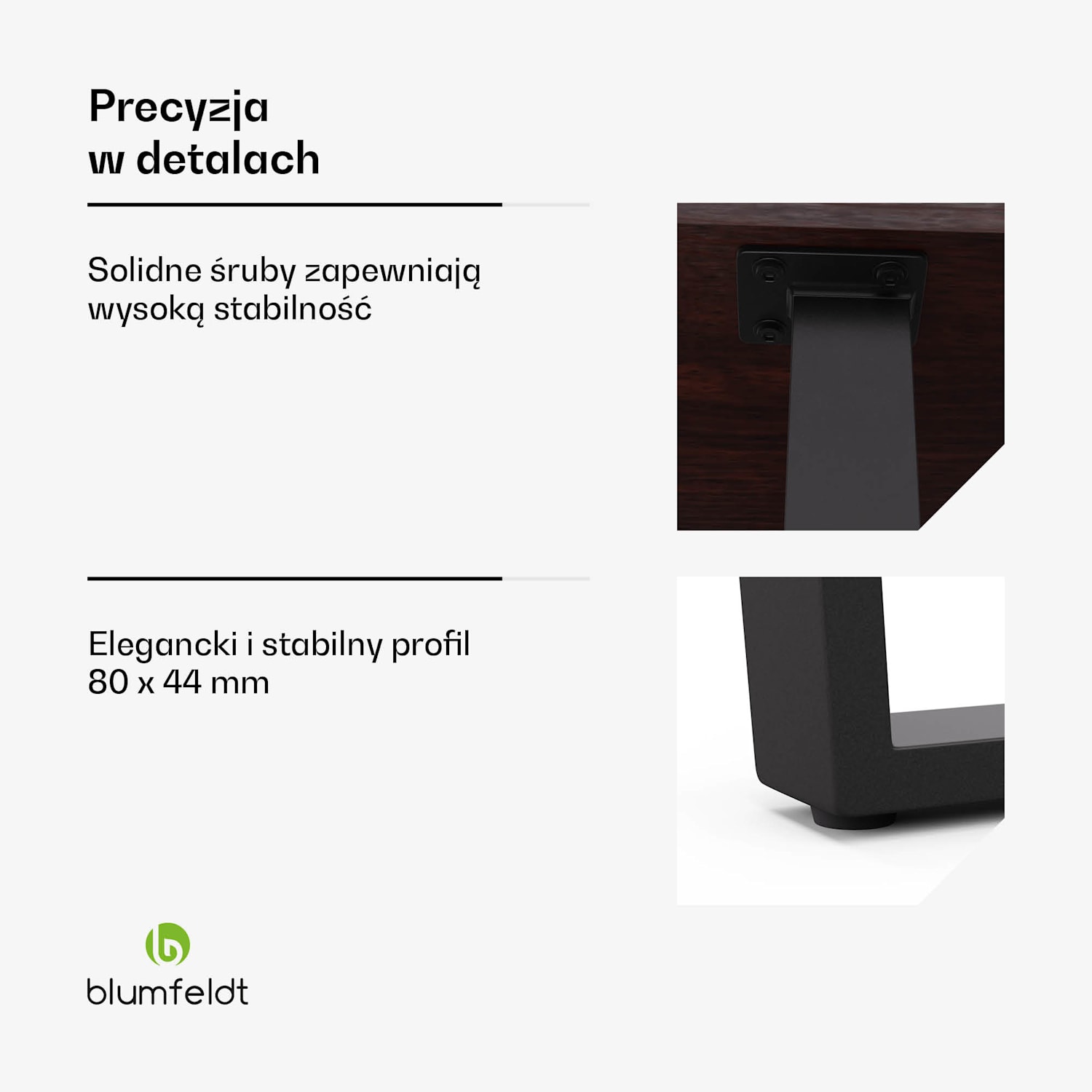 Bearsdon zestaw do jadalni, blat stołu i metalowe nogi, styl industrialny, stabilny, nowoczesny 120 x 80 cm | Drewno Tekowe