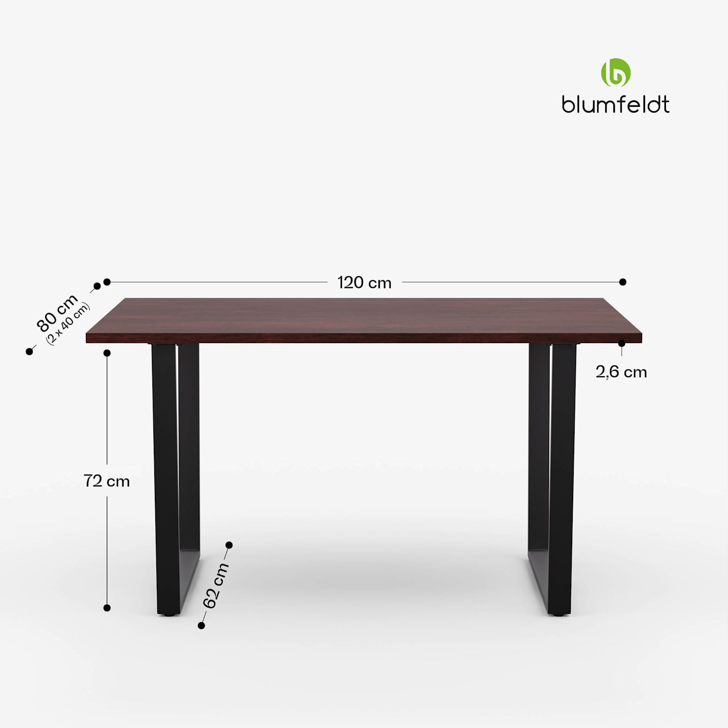 Bearsdon-ruokapöytäsetti | pöytälevy ja metalliset pöydänjalat | teollinen tyyli | vakaa | moderni 120 x 80 cm | Tiikki