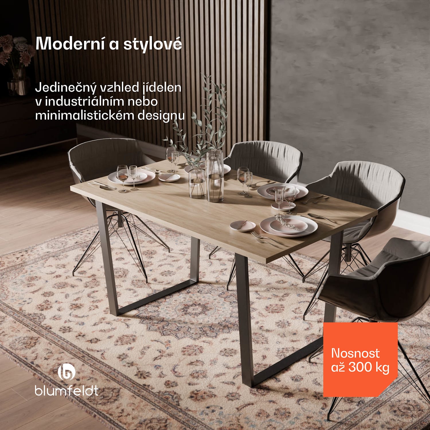 Bearsdon jídelní set, stolová deska a kovové nohy stolu, industriální styl, stabilní, moderní 140 x 80 | Borovice