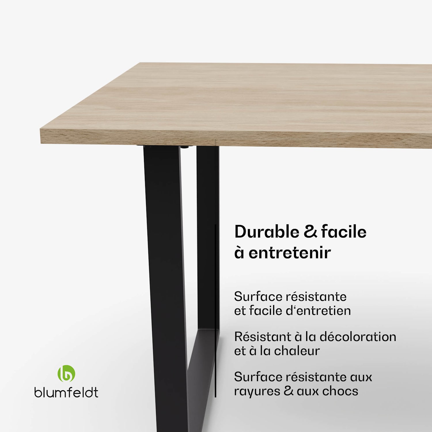 Bearsdon eettafel | tafelblad & metalen tafelpoten | industriële stijl | stabiel | modern 140 x 80 | Den